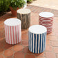Tempest Indoor/Outdoor Ceramic Table in Stripes - Blue Stripes - Image 2