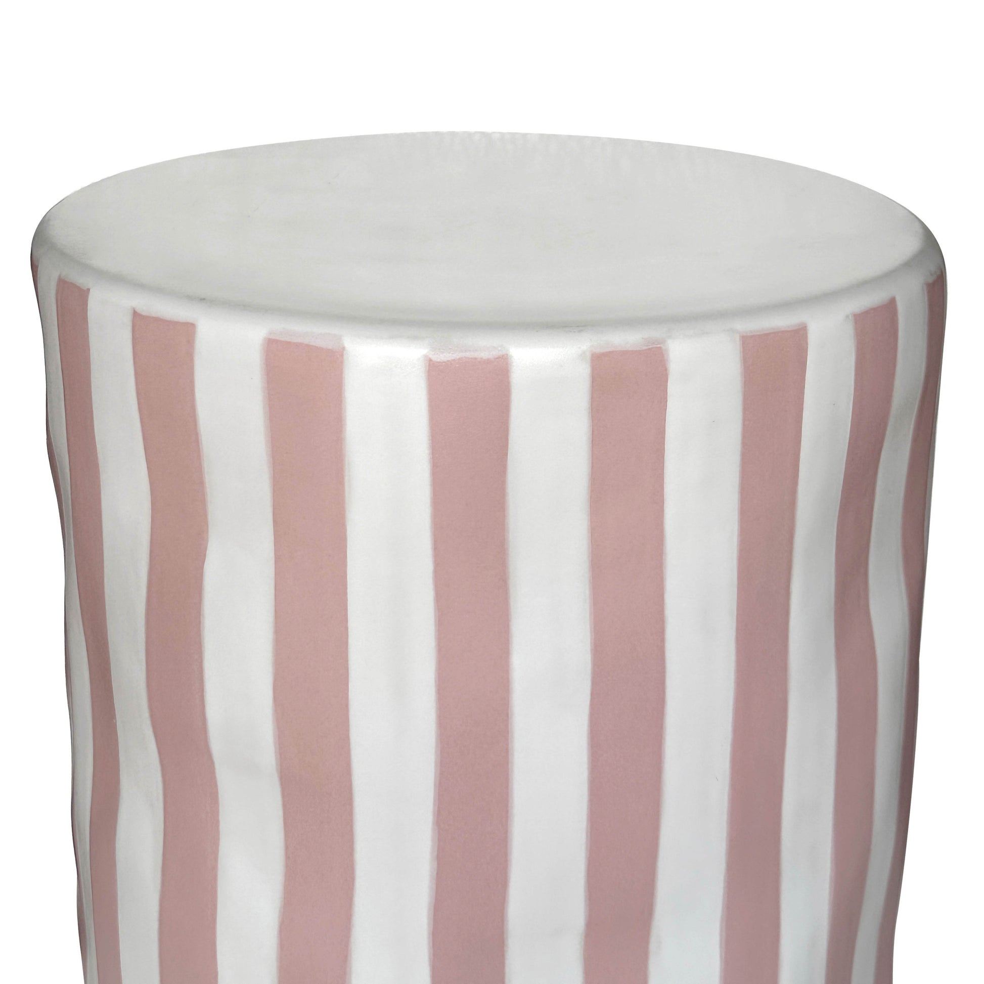 Tempest Indoor/Outdoor Ceramic Table in Stripes - Pink Stripes - Image 3