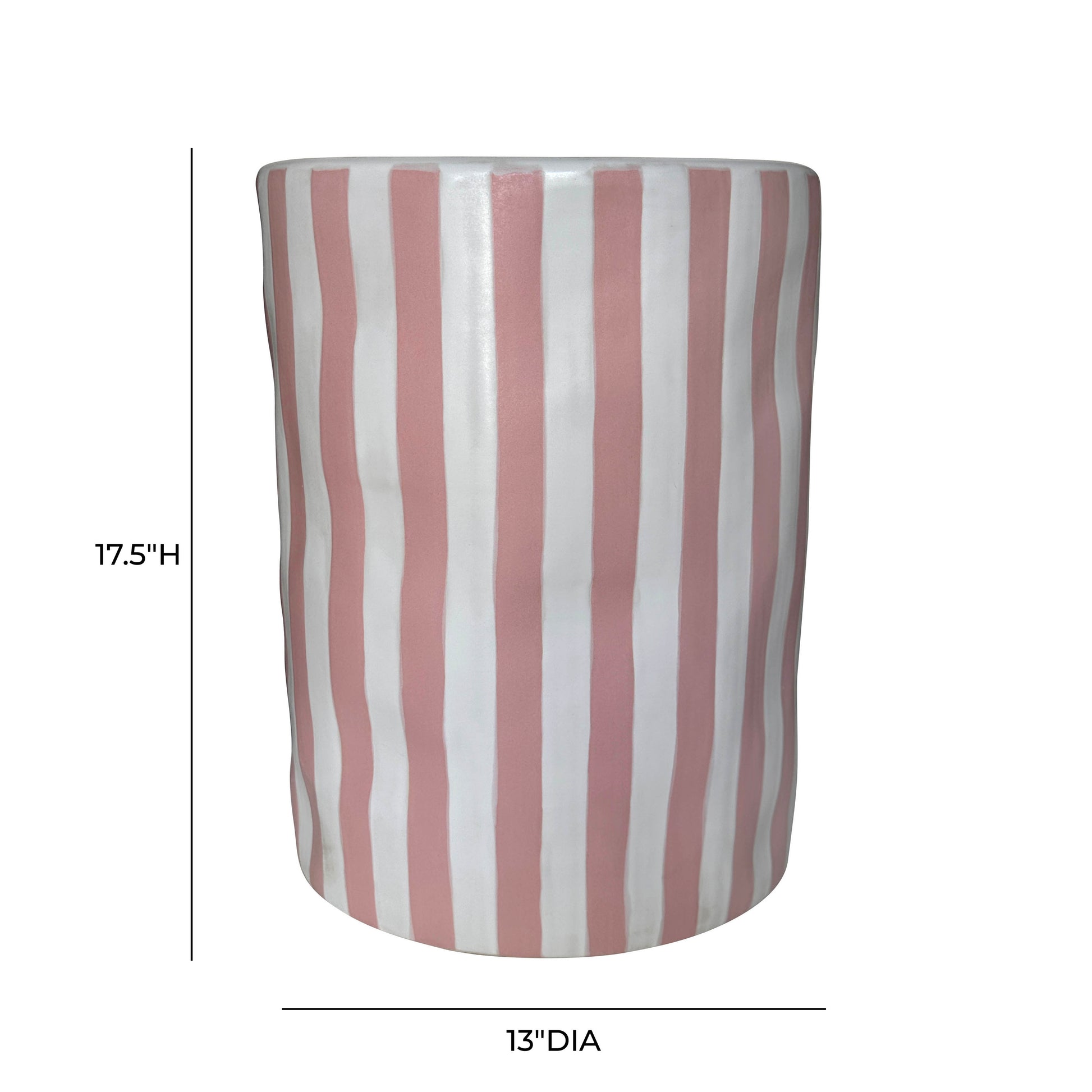Tempest Indoor/Outdoor Ceramic Table in Stripes - Pink Stripes - Image 4