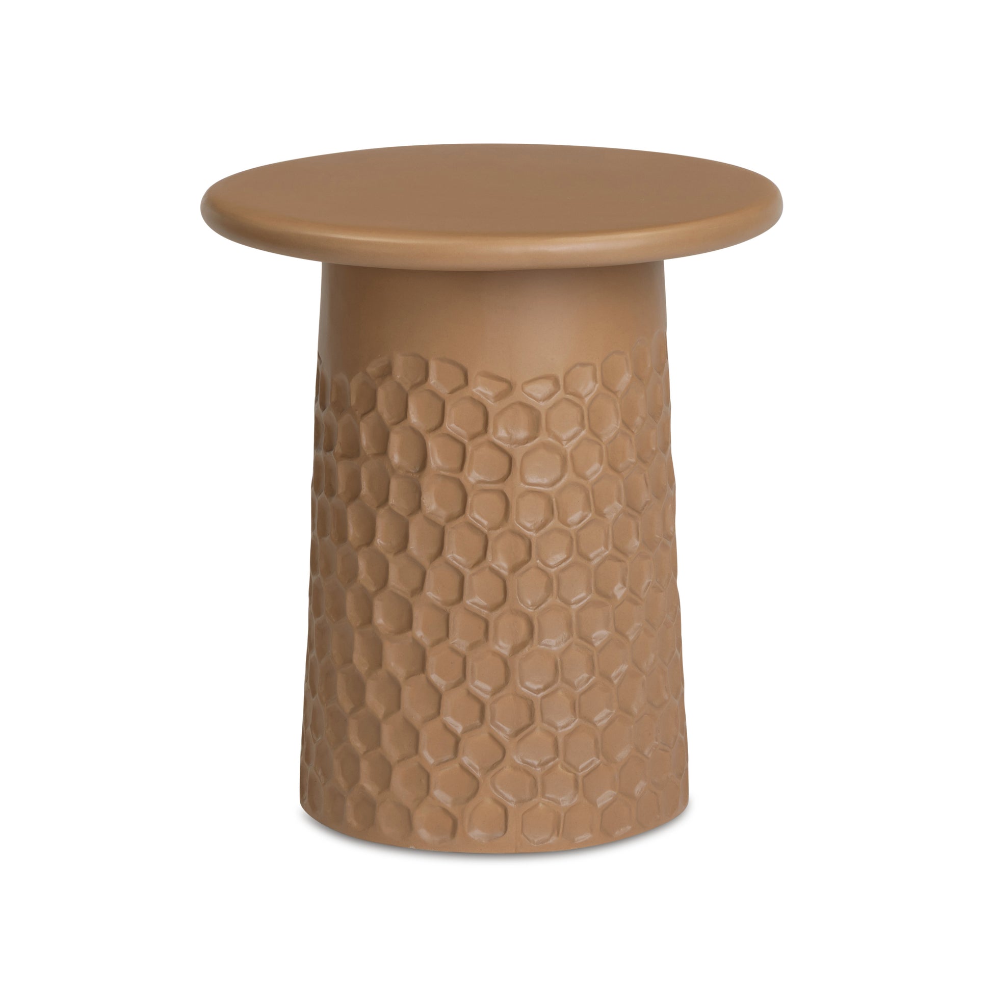 Hessa Indoor/Outdoor Concrete Chiseled Side Table - Terracotta - Image 1