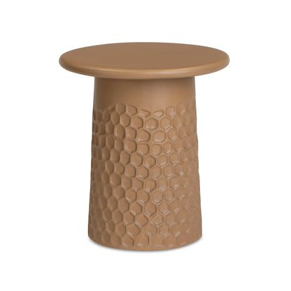 Hessa Indoor/Outdoor Concrete Chiseled Side Table - Terracotta - Image 1