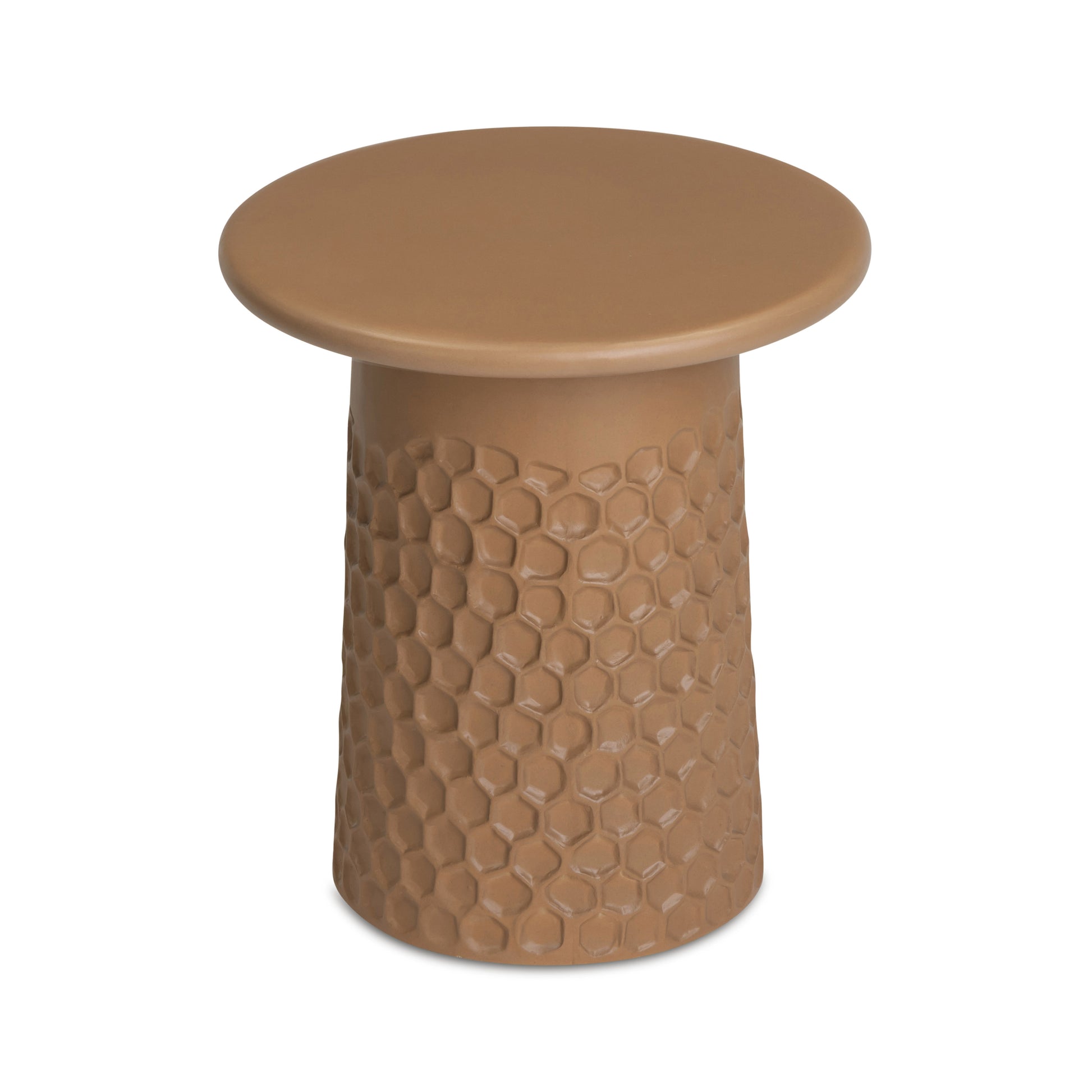Hessa Indoor/Outdoor Concrete Chiseled Side Table - Terracotta - Image 3