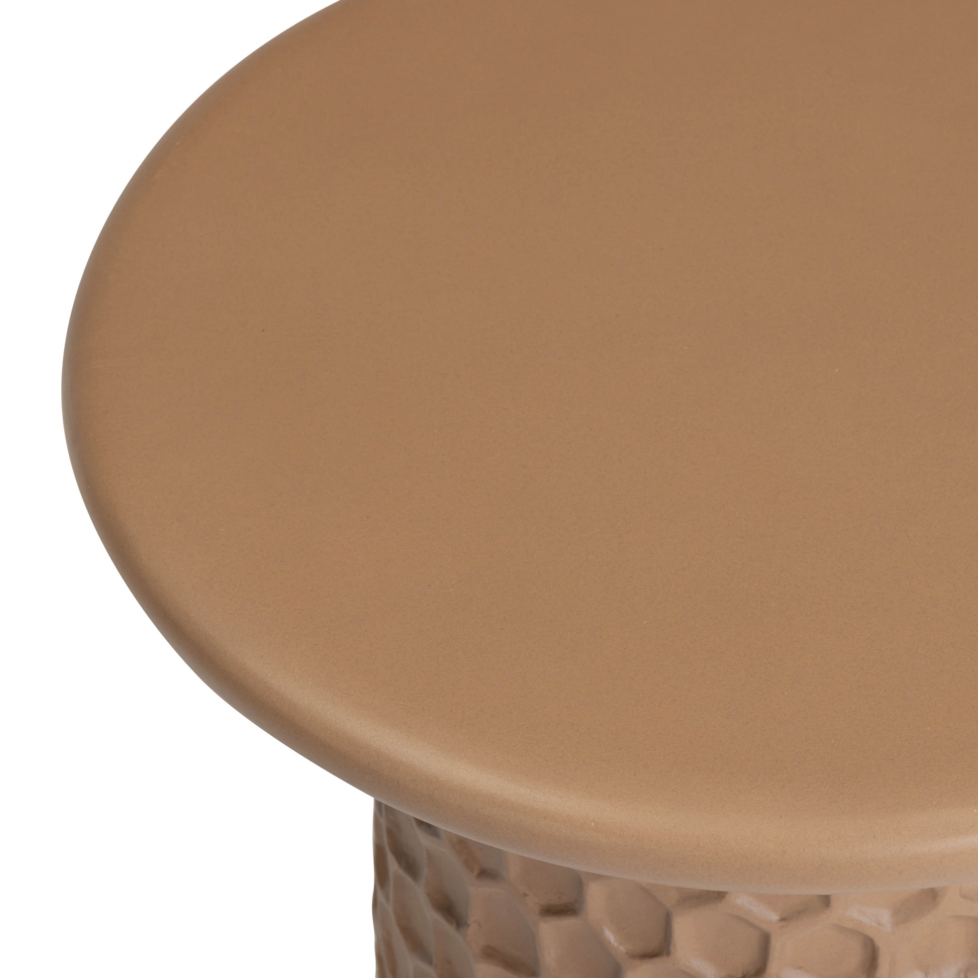 Hessa Indoor/Outdoor Concrete Chiseled Side Table - Terracotta - Image 6