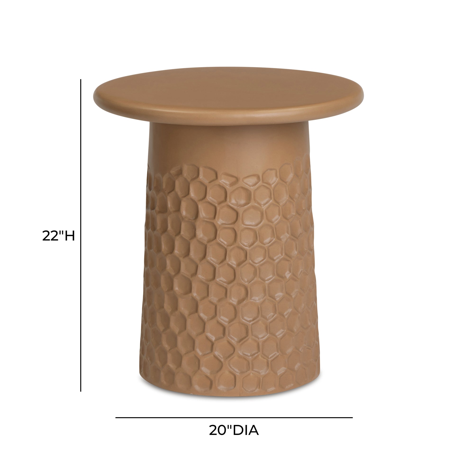 Hessa Indoor/Outdoor Concrete Chiseled Side Table - Terracotta - Image 7