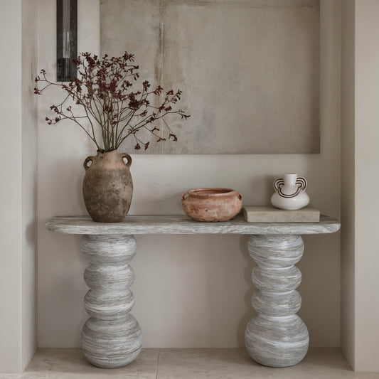 Hyre 59" Faux Stone Indoor/Outdoor Concrete Console Table - Image 2