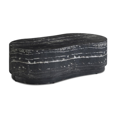 Hades 47" Black Faux Marble Indoor/Outdoor Concrete Coffee Table - Image 1