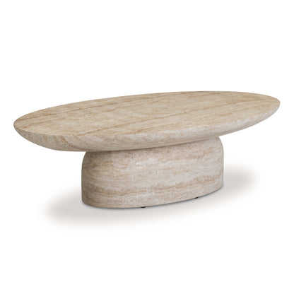 Sonia 51" Faux Travertine Indoor/Outdoor Concrete Coffee Table - Default Title - Image 2