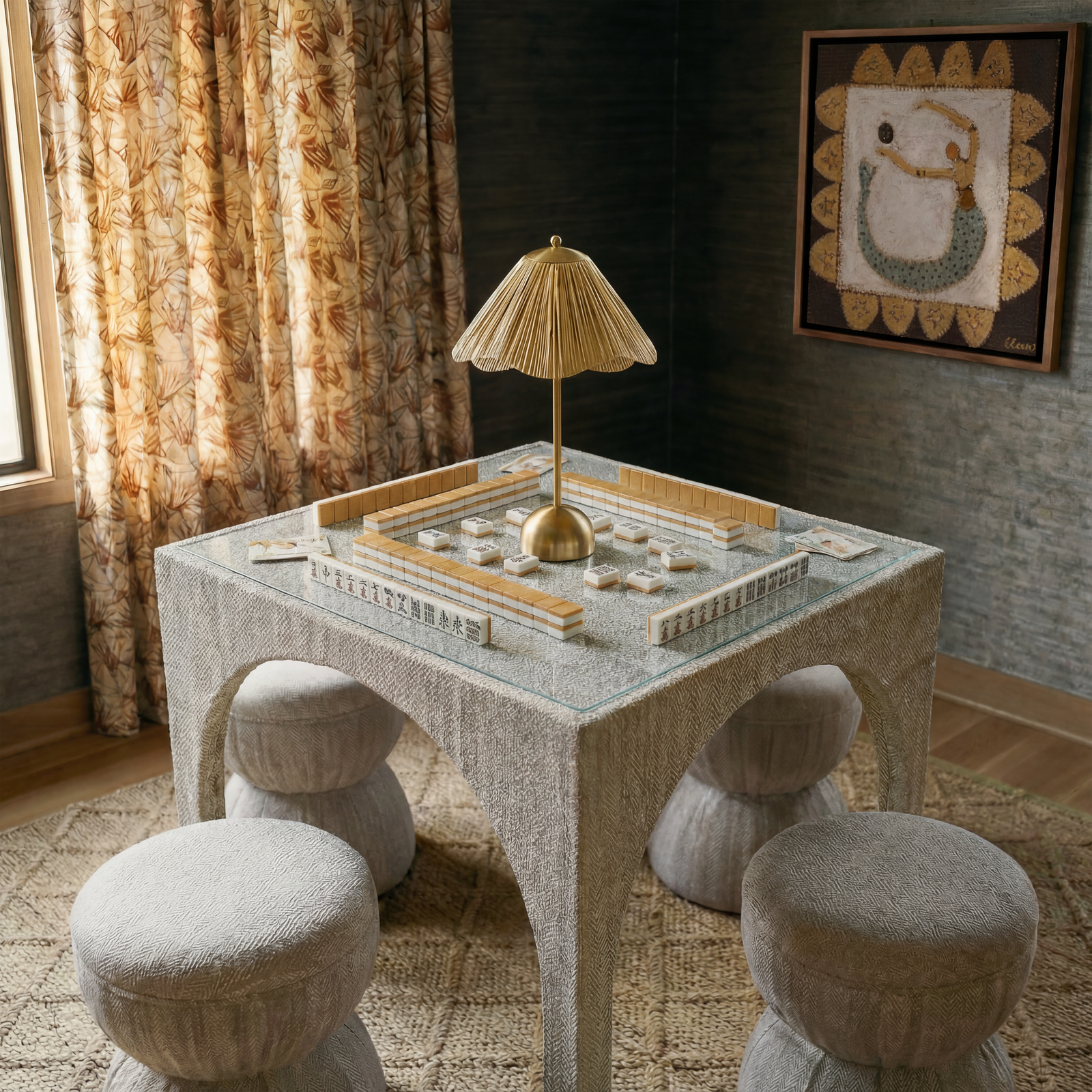Tomlin 35" Square Mahjong Table - Beige - Image 2