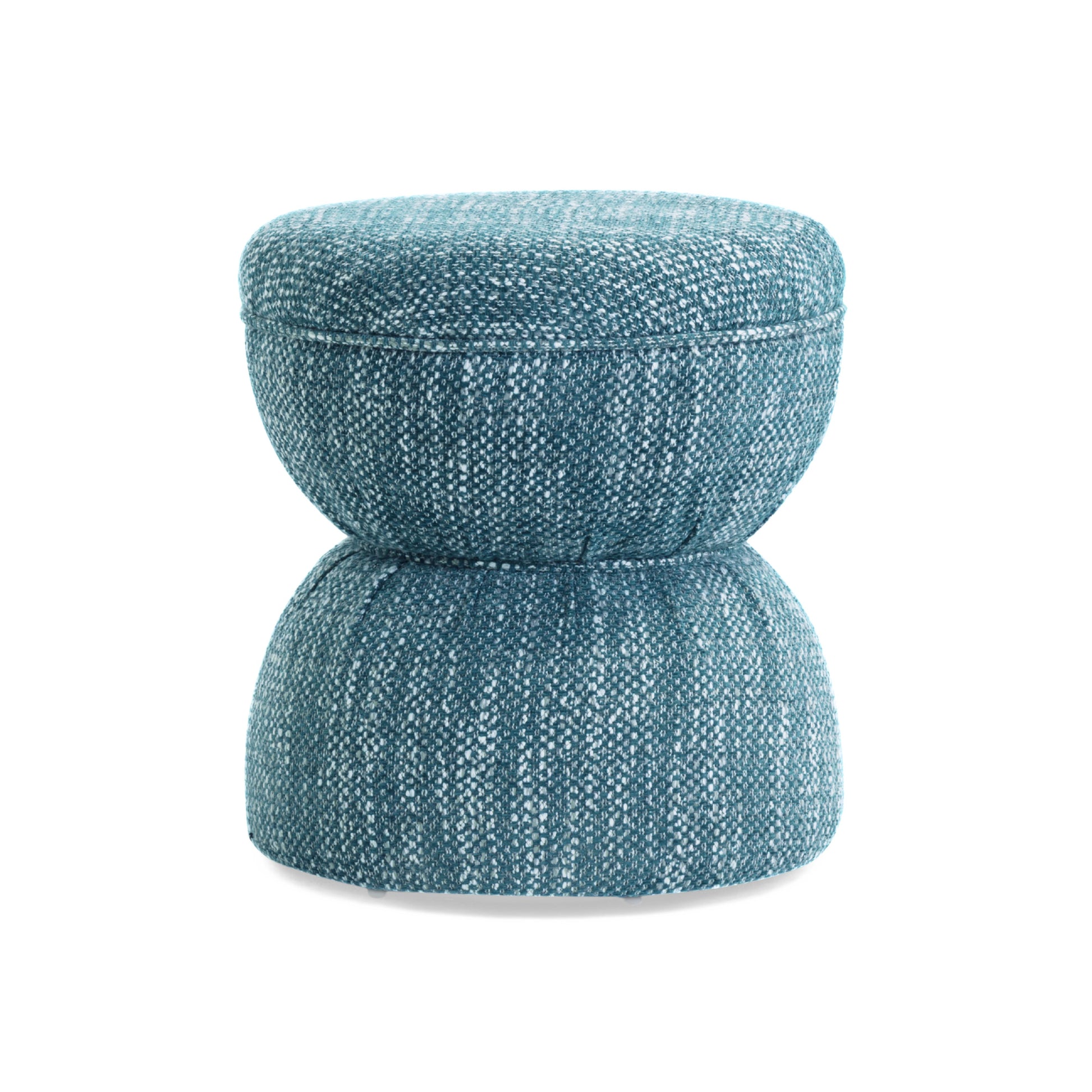 Tomlin Ruched Performance Fabric Game Ottoman - Teal - Image 3