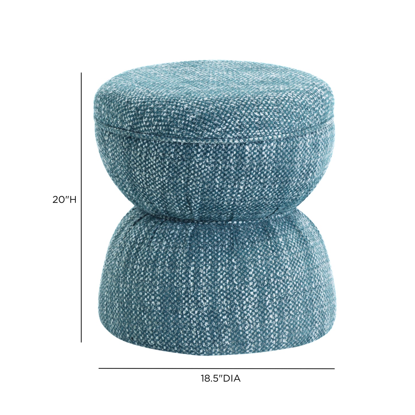 Tomlin Ruched Performance Fabric Game Ottoman - Teal - Image 7