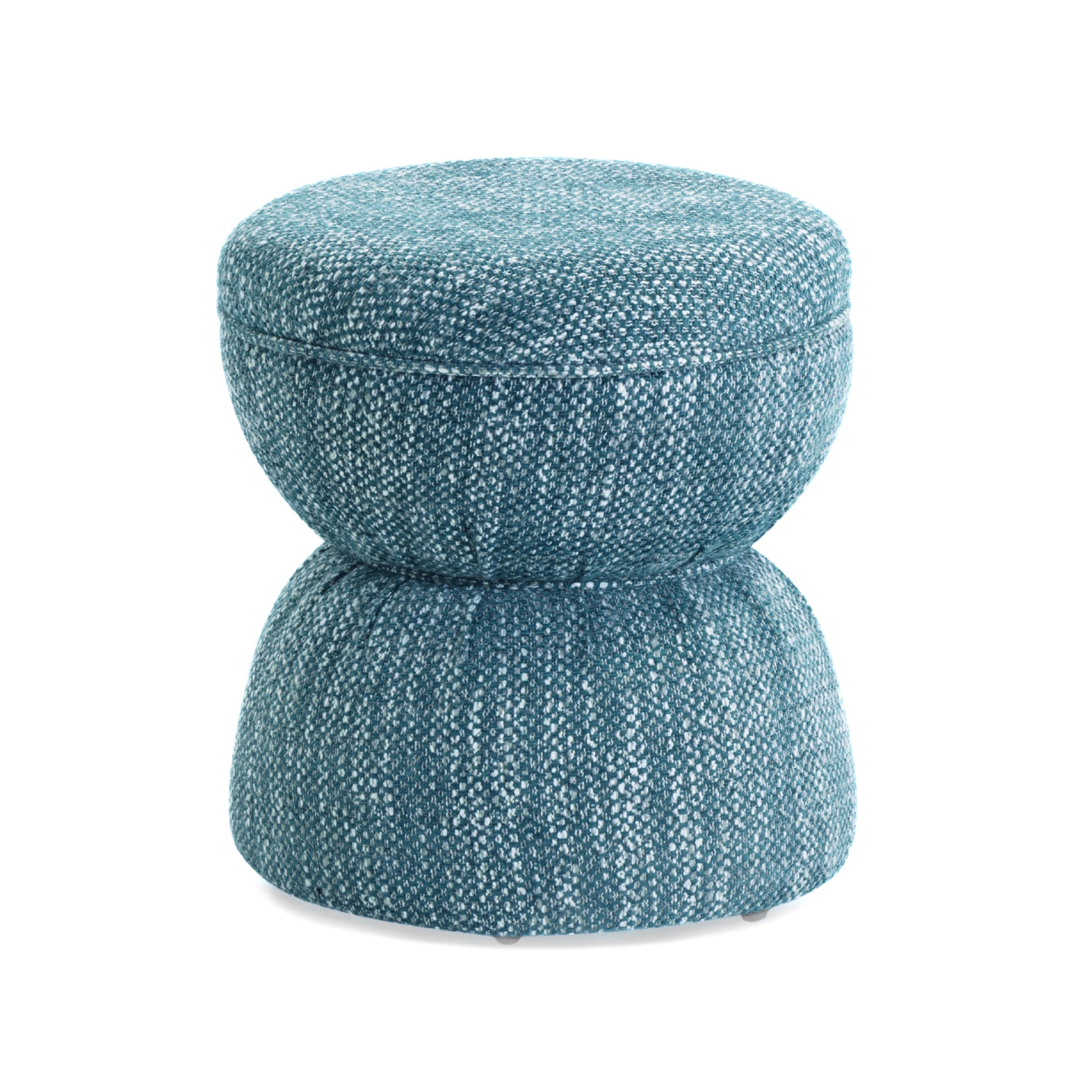 Tomlin Ruched Performance Fabric Game Ottoman - Teal - Image 1
