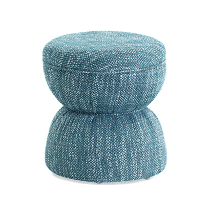 Tomlin Ruched Performance Fabric Game Ottoman - Teal - Image 1