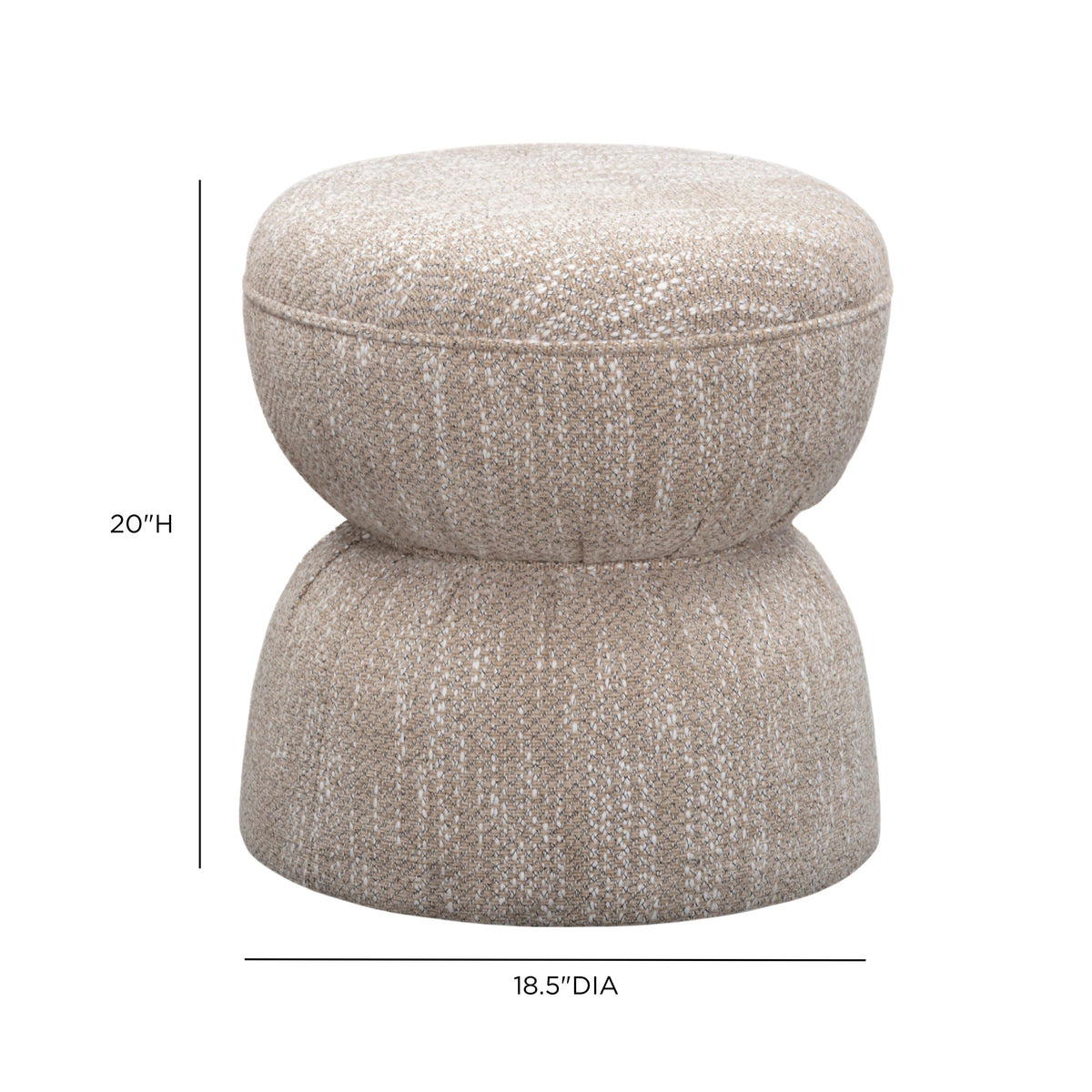 Tomlin Ruched Performance Fabric Game Ottoman - Beige - Image 6