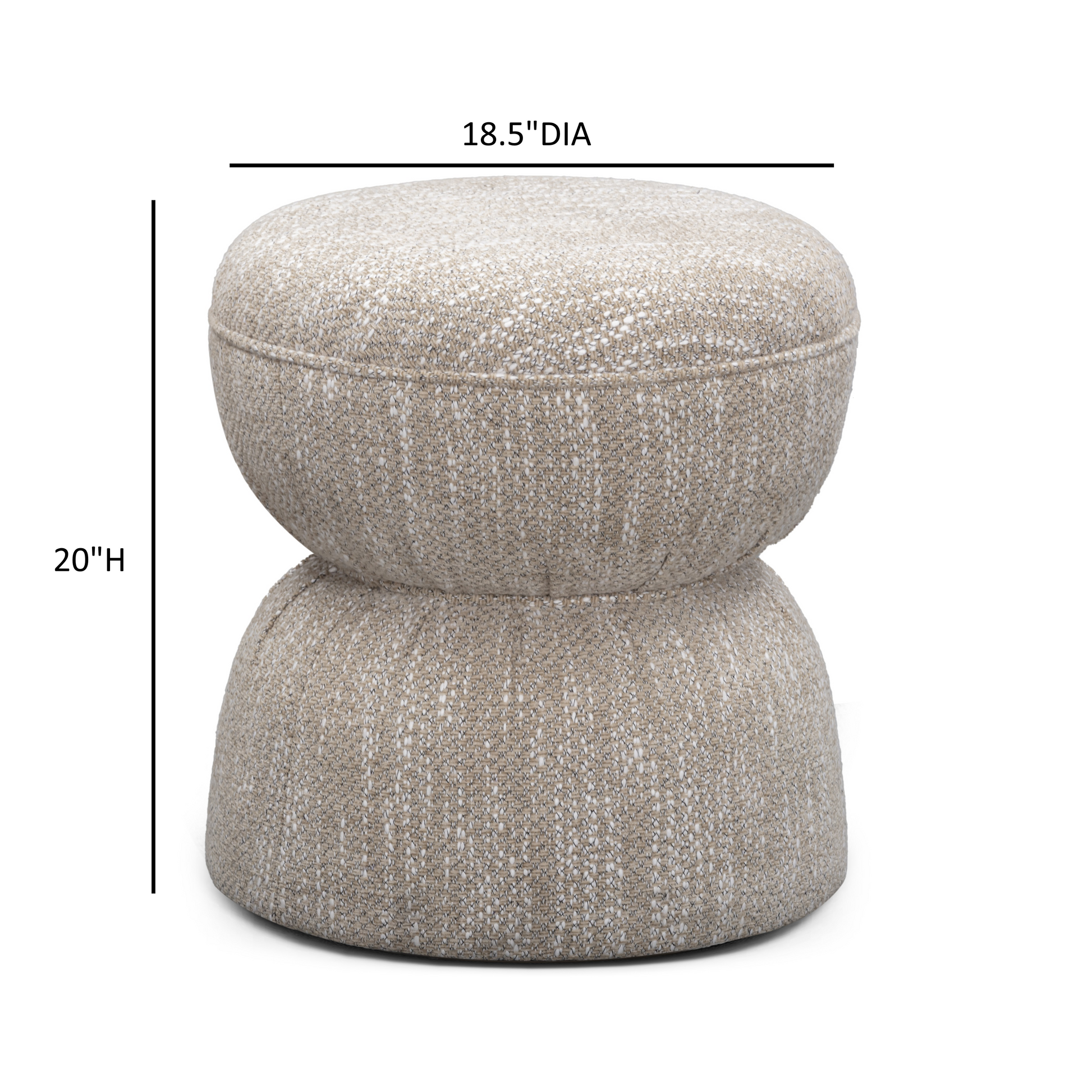 Tomlin Ruched Performance Fabric Game Ottoman - Beige - Image 5