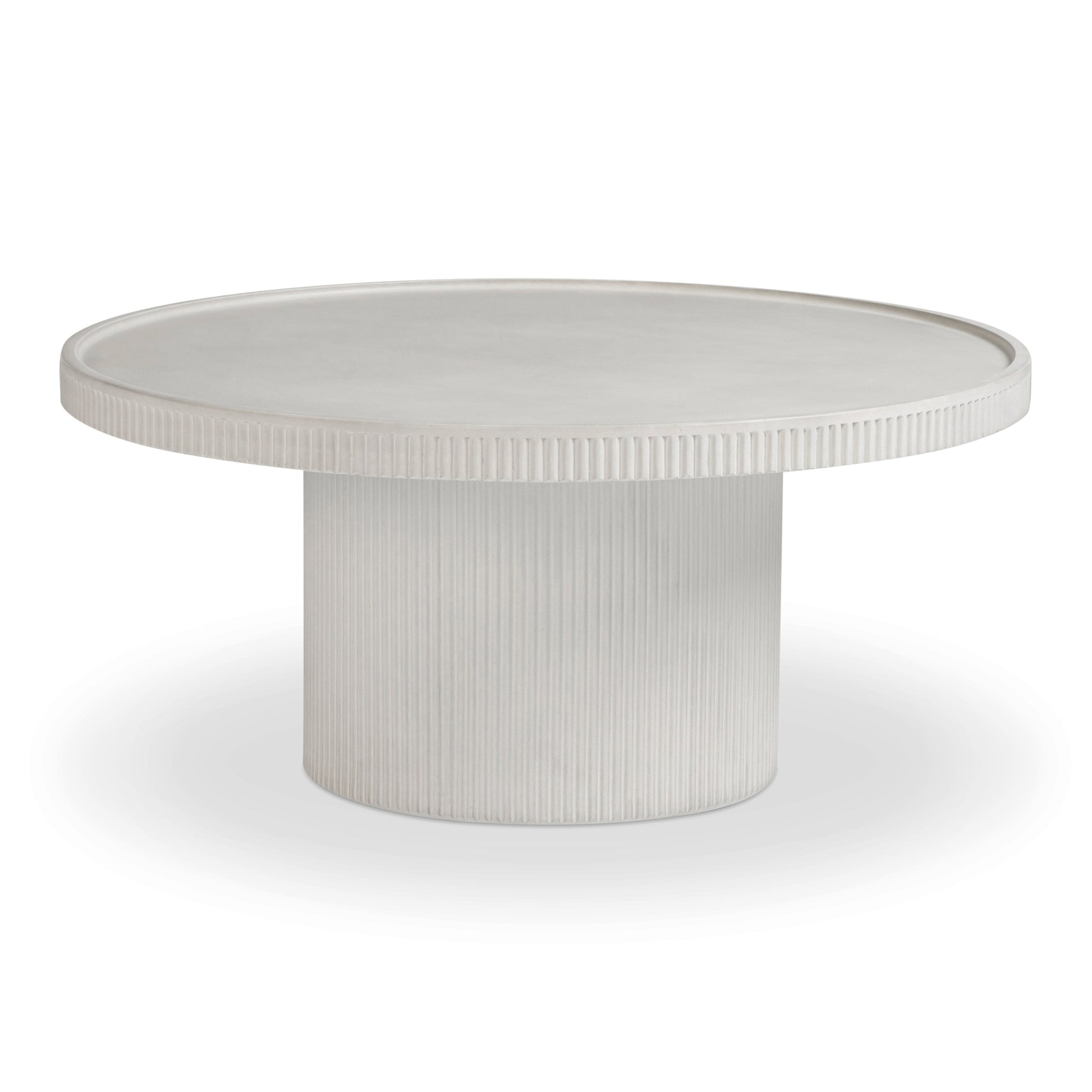 Darcy 36" Concrete Indoor/Outdoor Round Coffee Table - White - Image 1