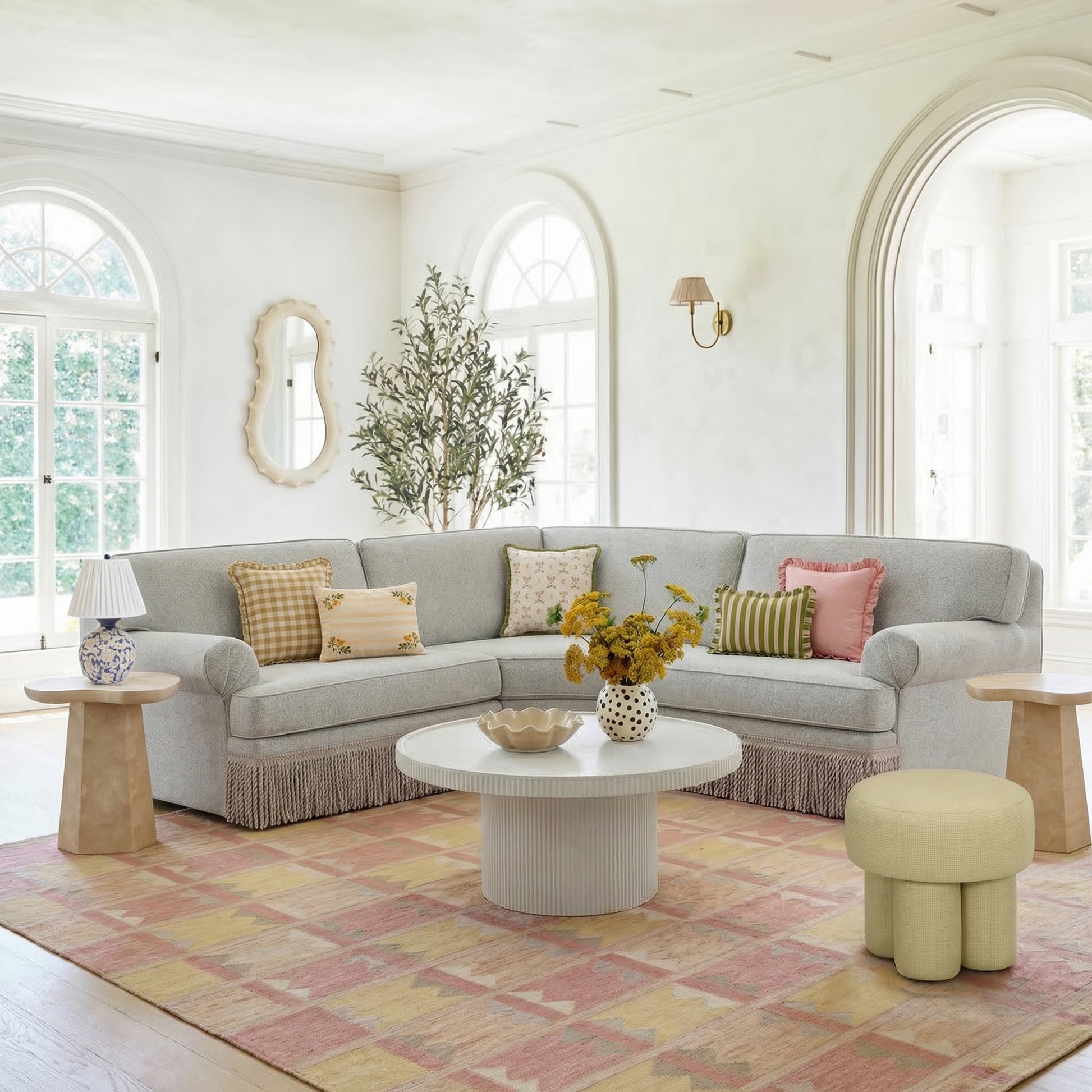 Darcy 36" Concrete Indoor/Outdoor Round Coffee Table - White - Image 3