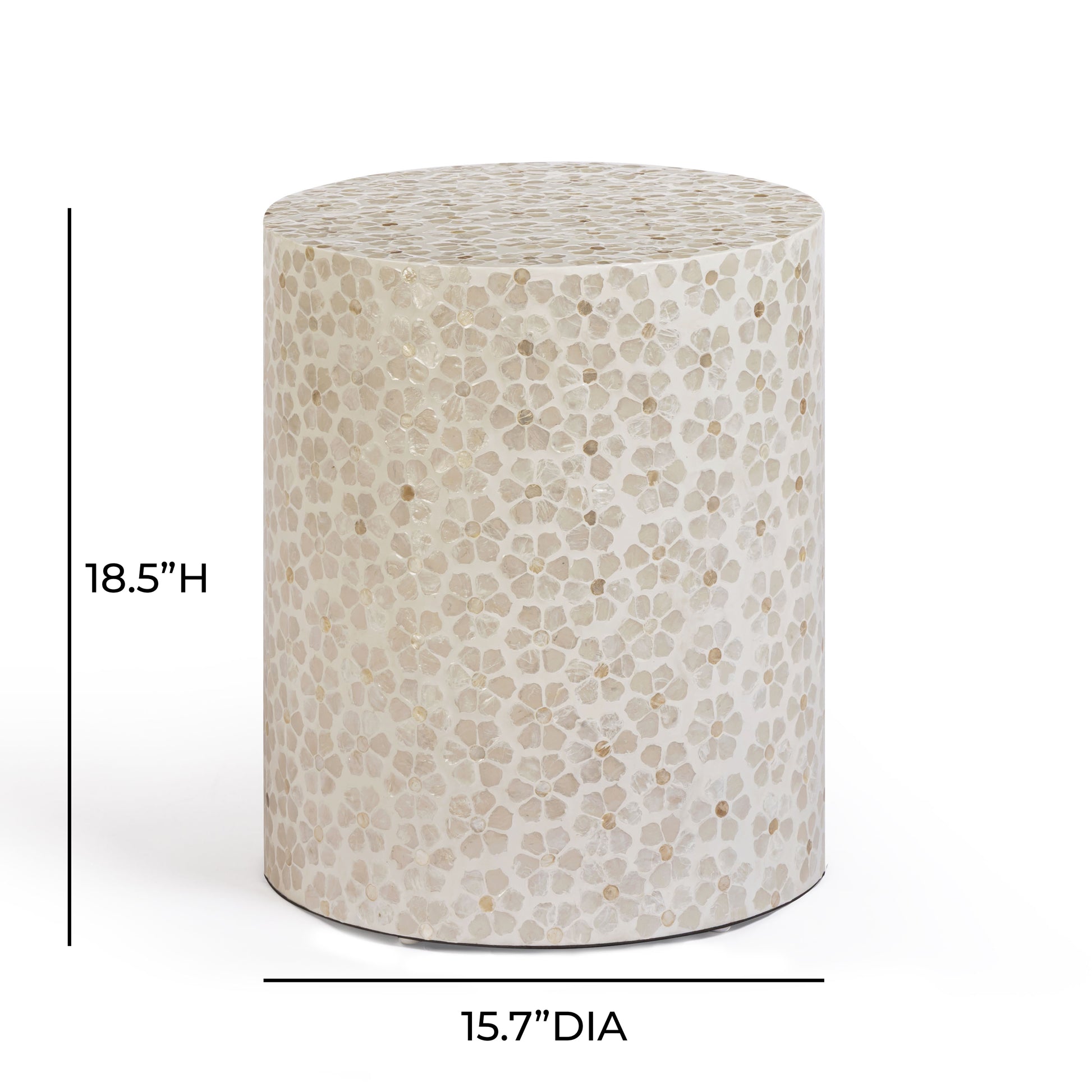 Lorna Capiz Shell Accent Stool - Pearl - Image 6