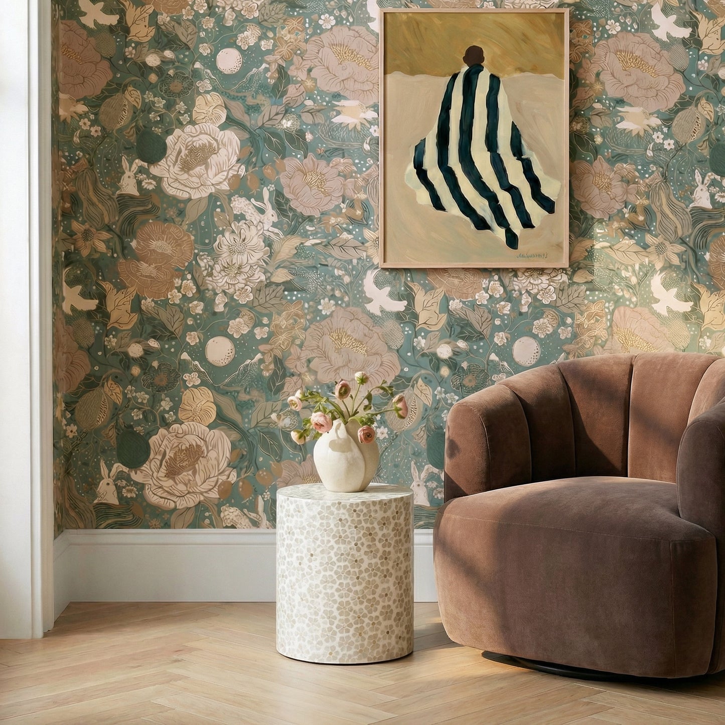 Lorna Capiz Shell Accent Stool - Pearl - Image 2