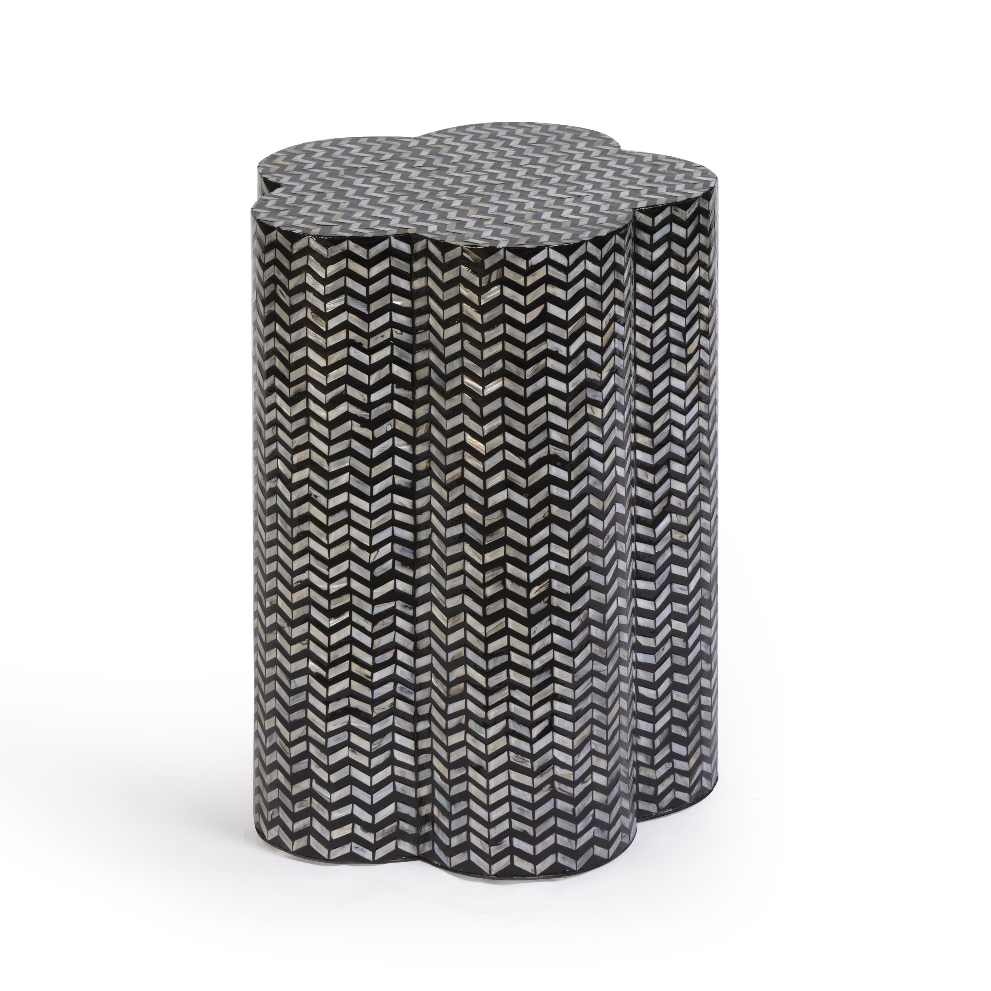Truffle Black Mother of Pearl Shell Side Table | TOV Furniture