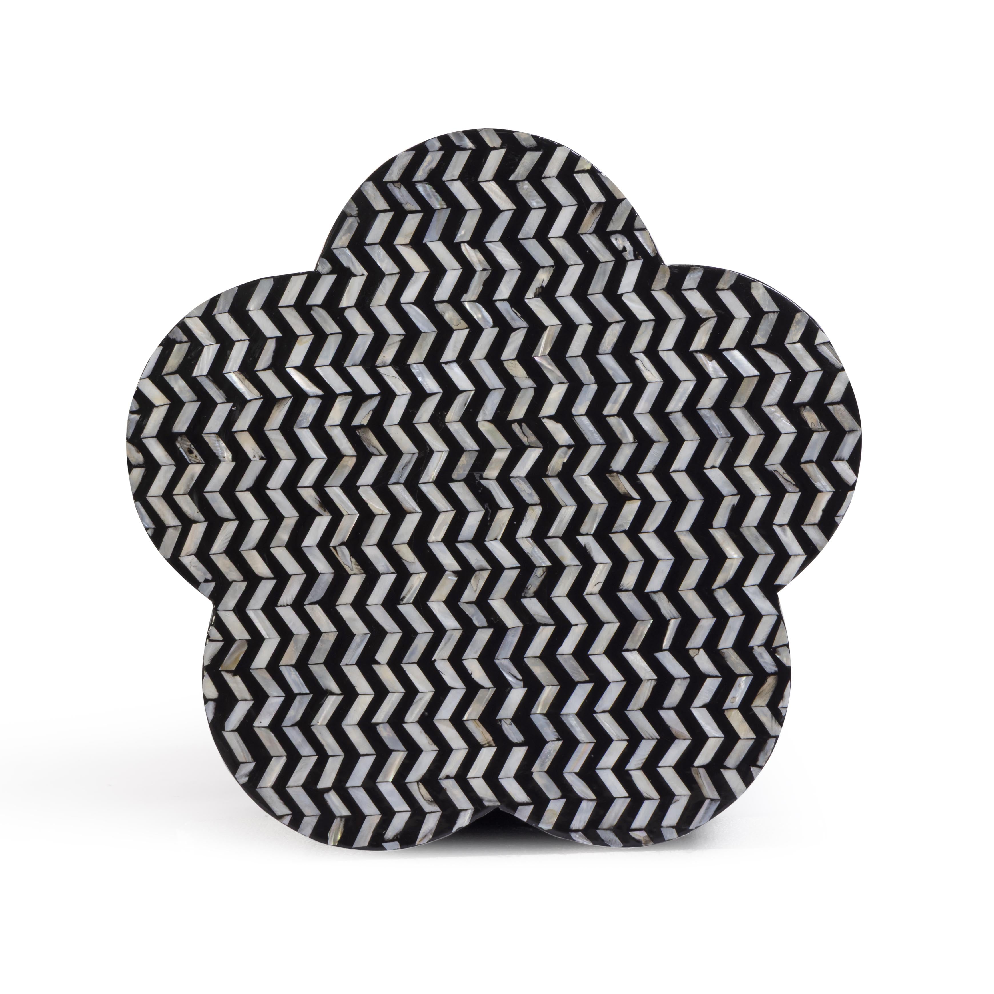 Truffle Black Mother of Pearl Shell Side Table | TOV Furniture