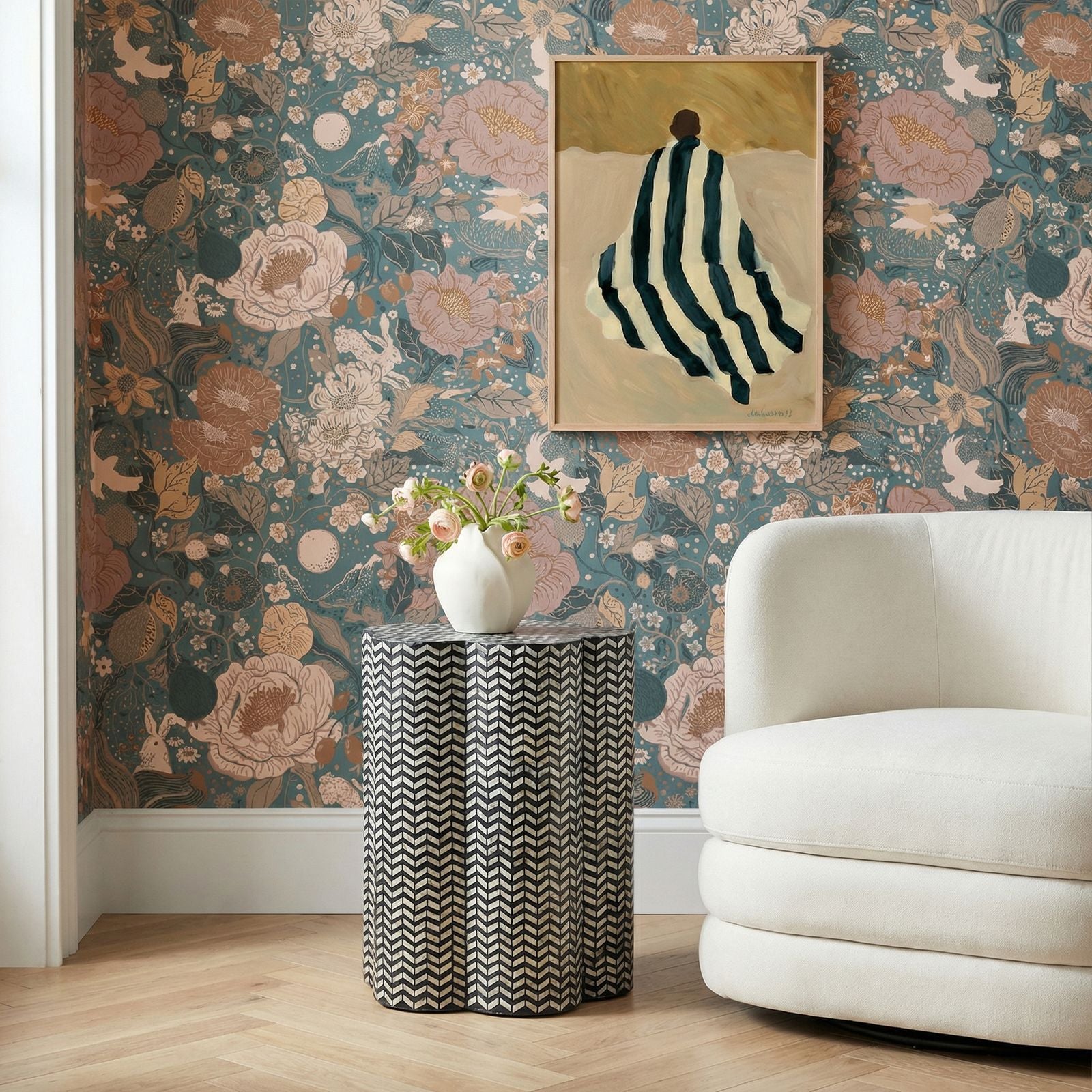 Truffle Black Mother of Pearl Shell Side Table - Image 2