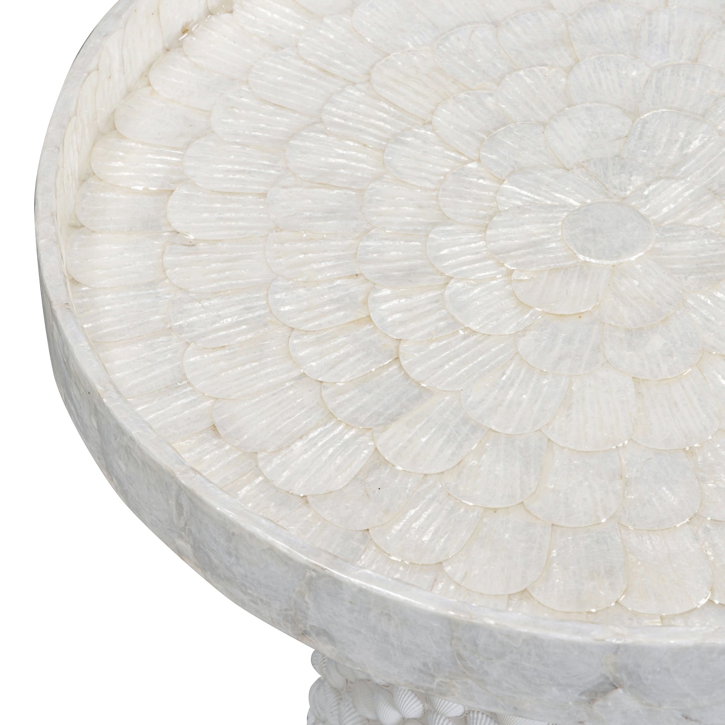Coast Pearl White Seashell Round Side Table - Image 3