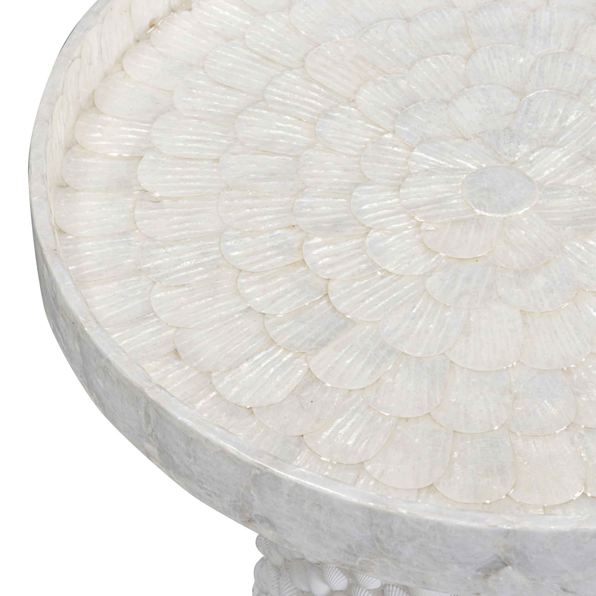 Coast Pearl White Seashell Round Side Table - Image 3