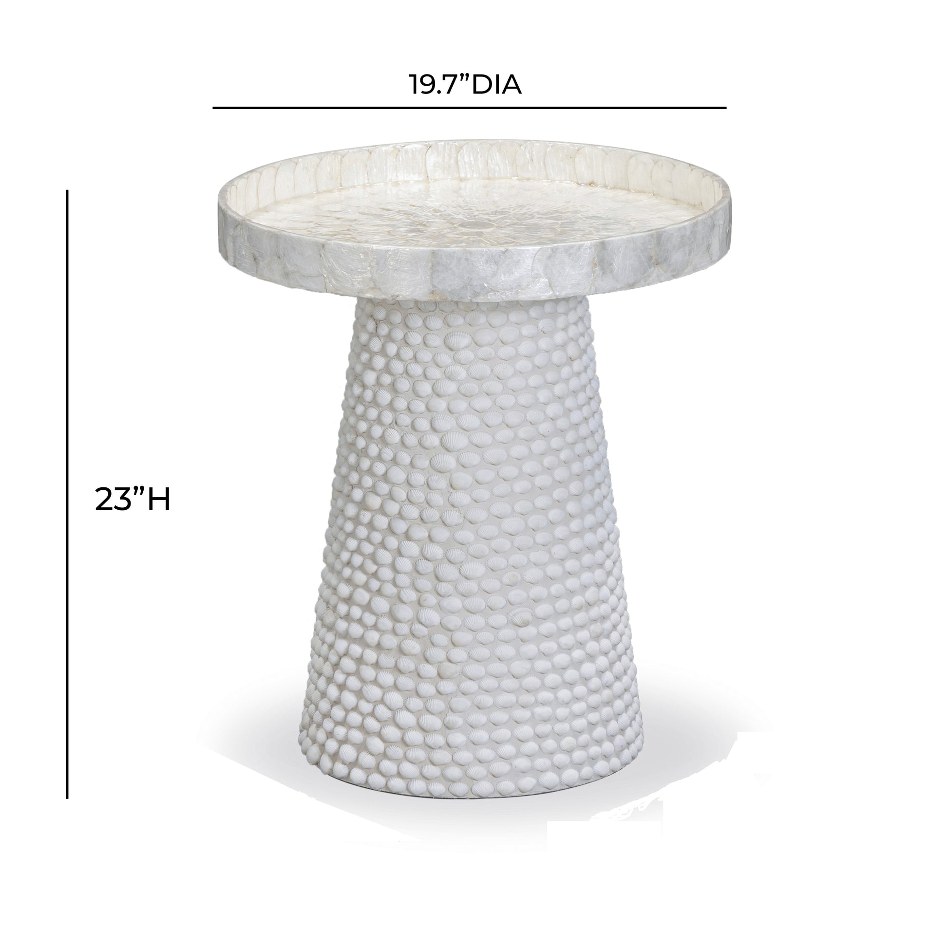 Coast Pearl White Seashell Round Side Table - Image 6