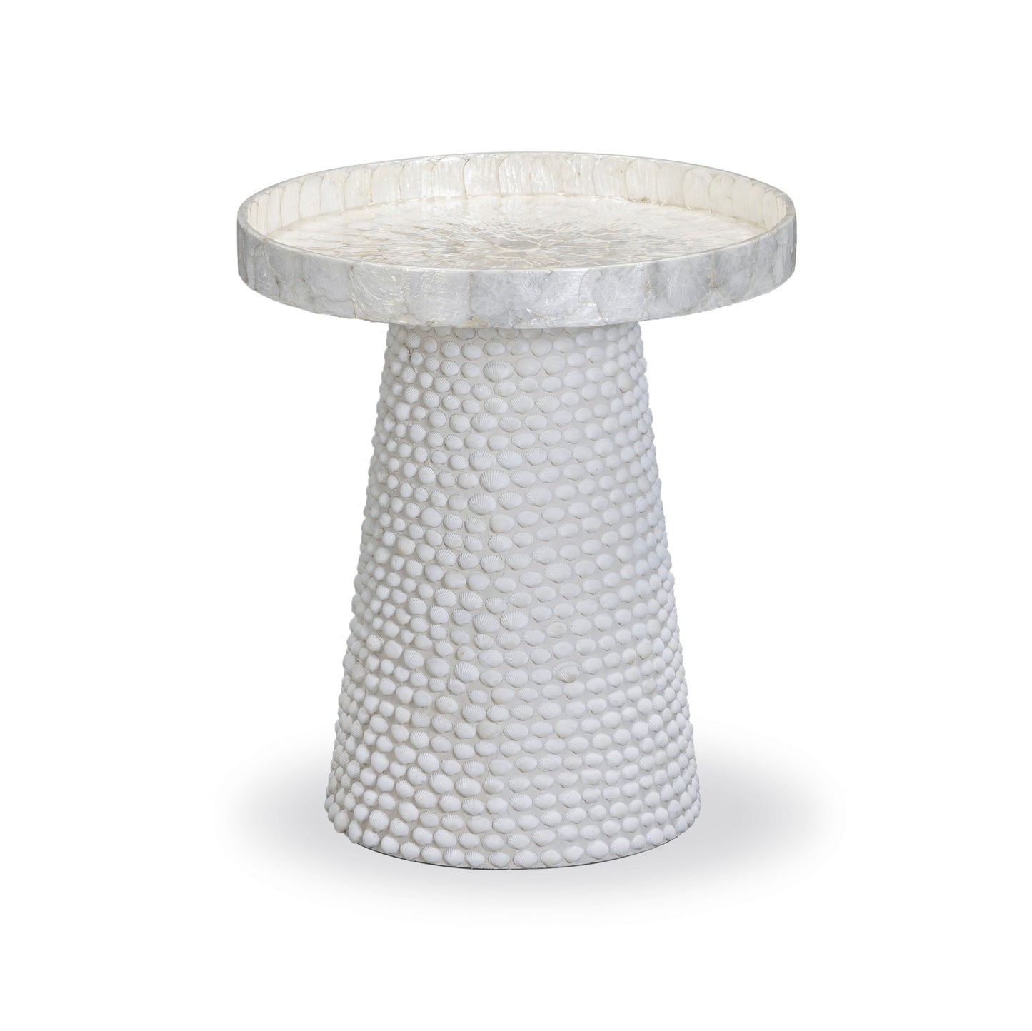 Coast Pearl White Seashell Round Side Table - Image 1
