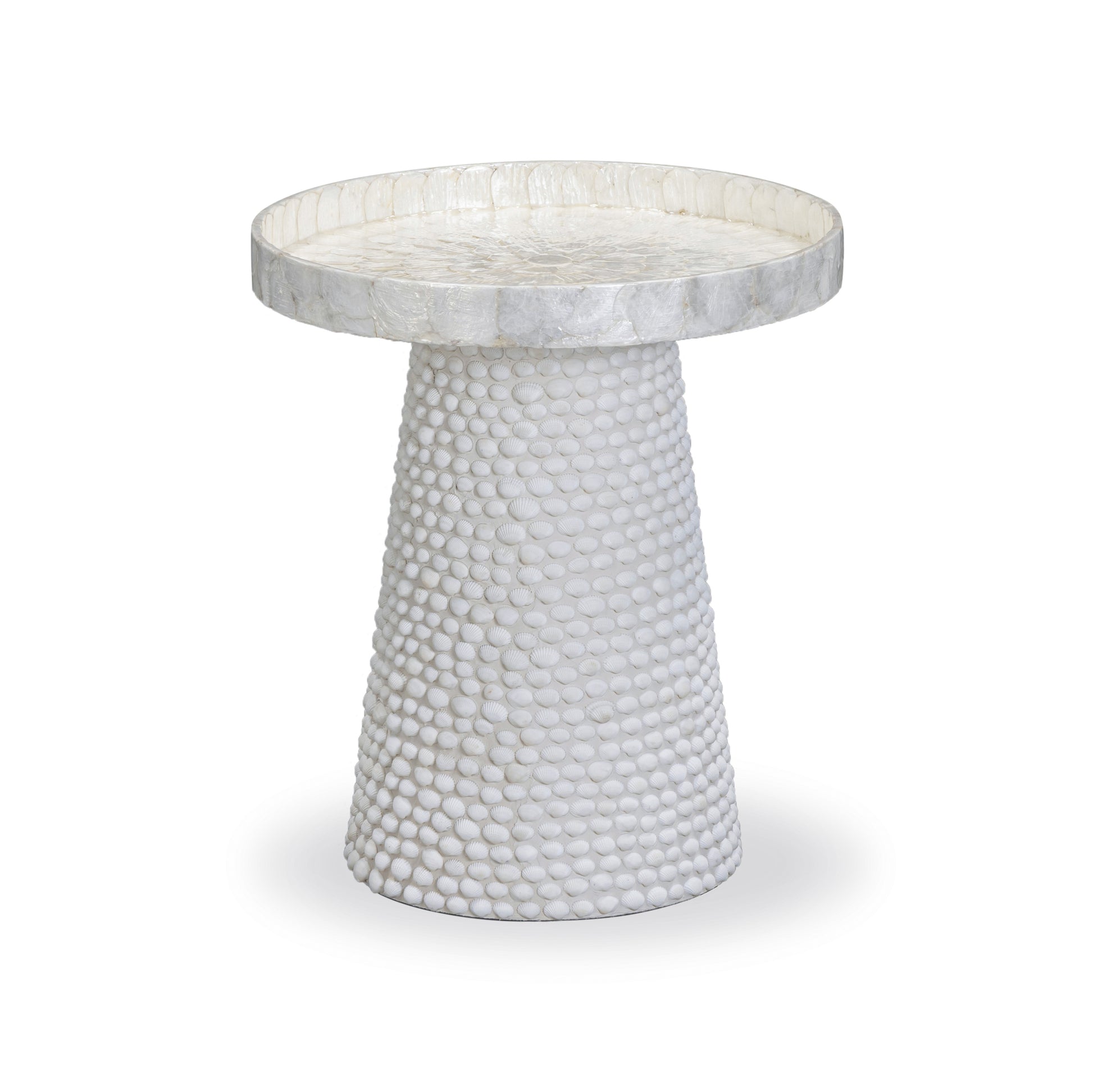 Coast Pearl White Seashell Round Side Table - Image 1
