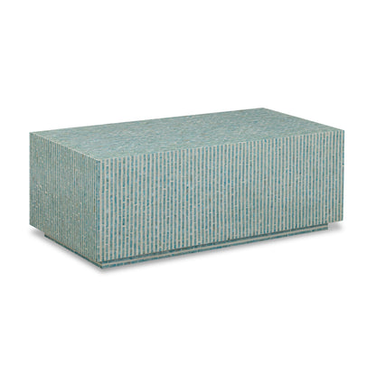 Earl 48" Shell Rectangular Coffee Table - Light Blue - Image 1