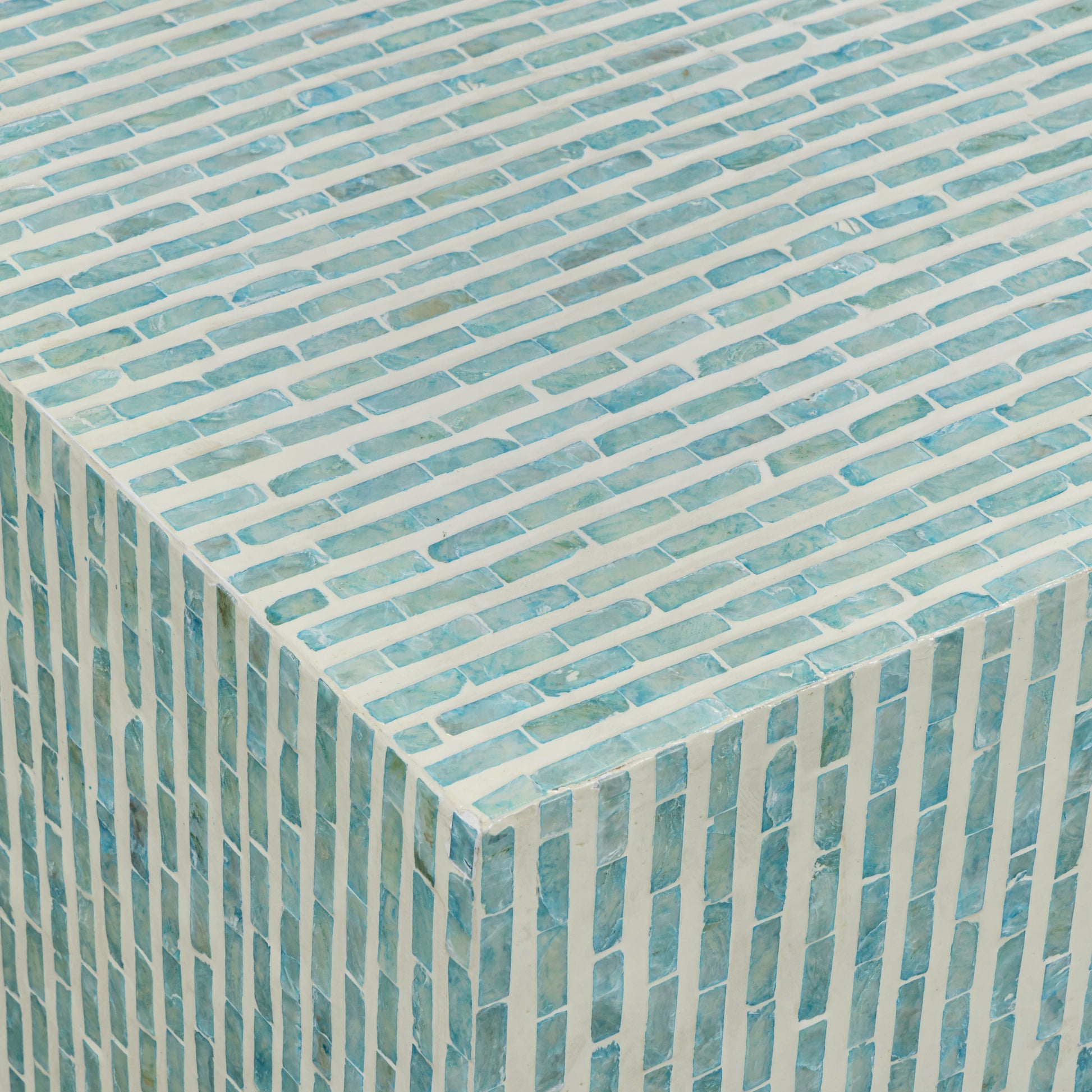 Earl 48" Shell Rectangular Coffee Table - Light Blue - Image 4
