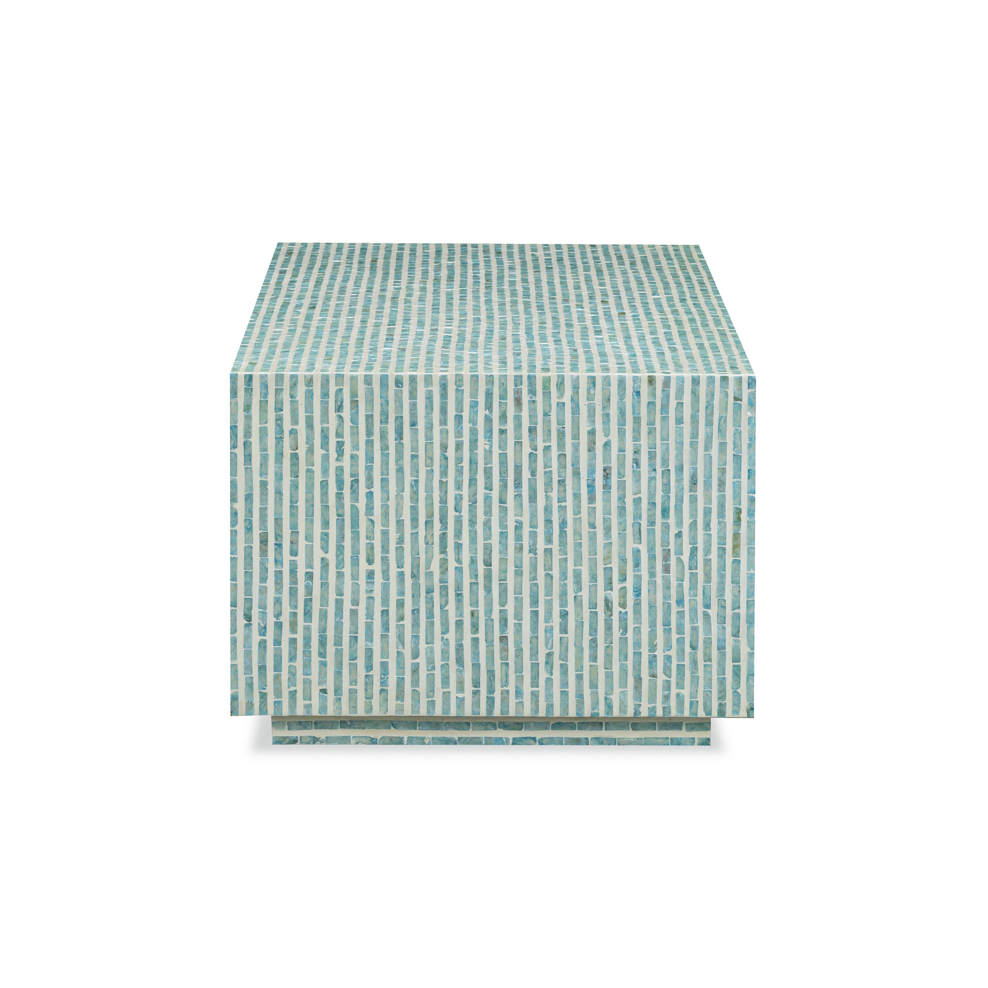 Earl 48" Shell Rectangular Coffee Table - Light Blue - Image 5