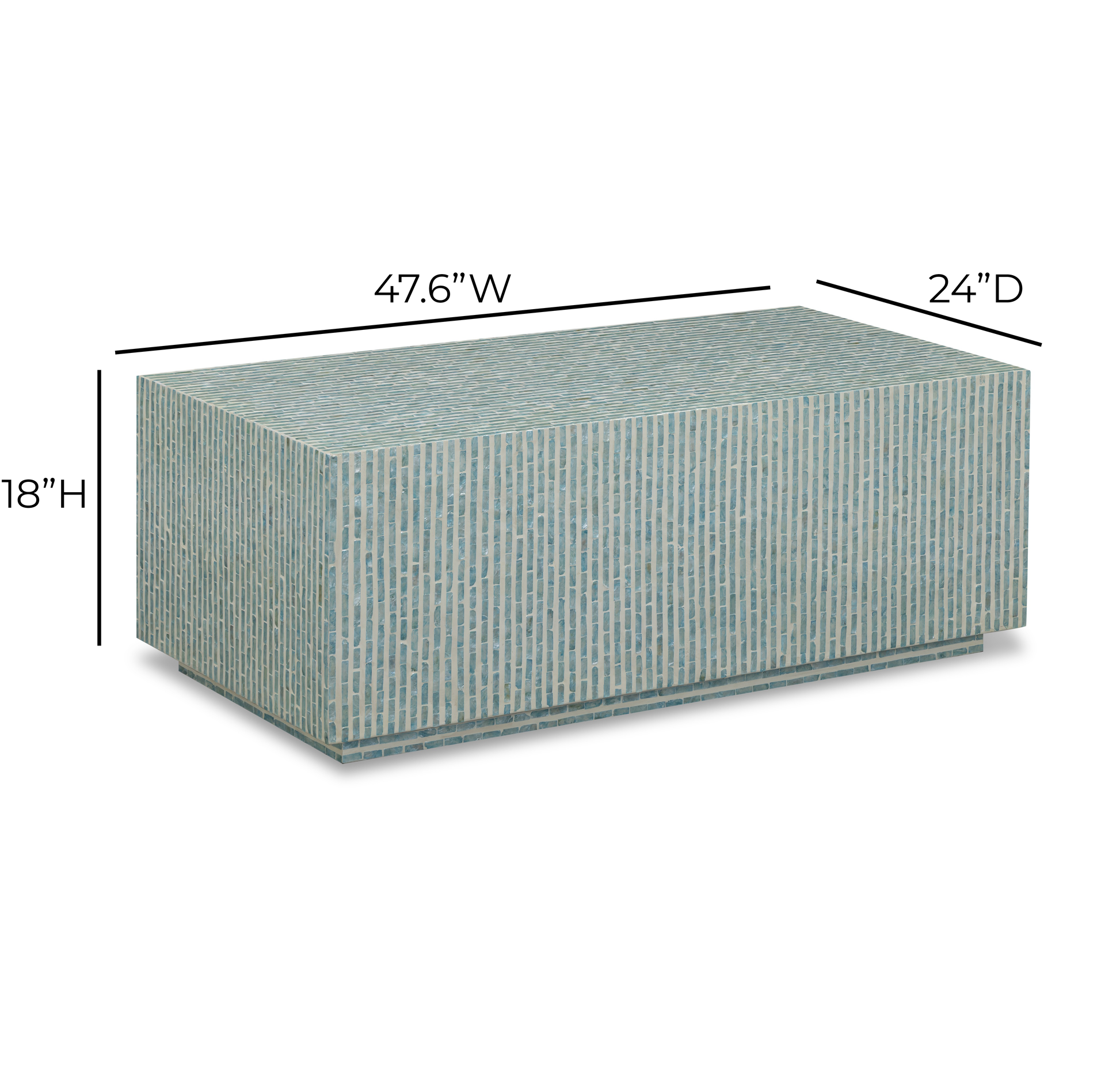 Earl 48" Shell Rectangular Coffee Table - Light Blue - Image 7