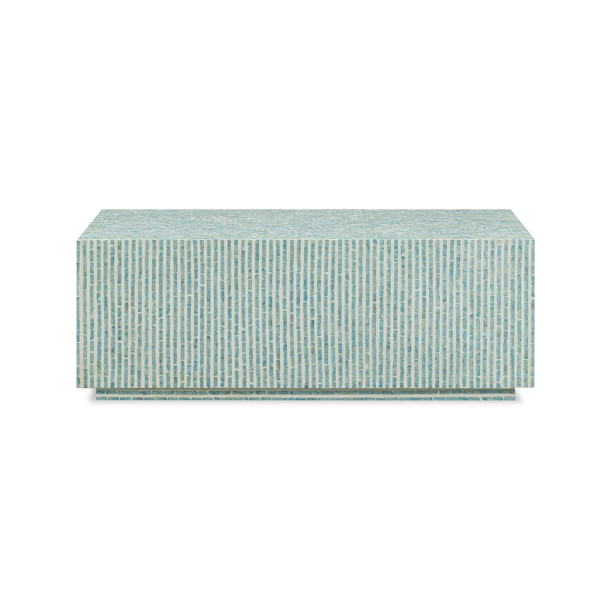 Earl 48" Shell Rectangular Coffee Table - Light Blue - Image 1
