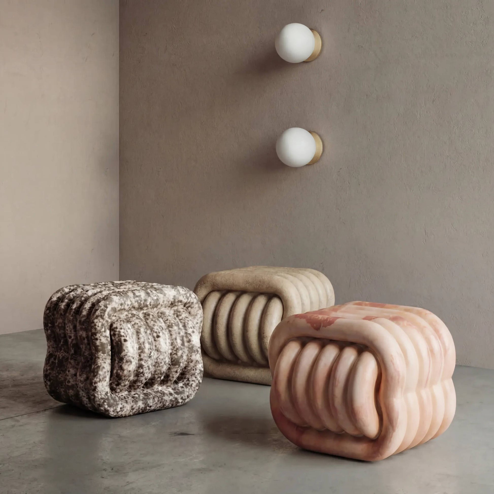 Love Knot Concrete Indoor / Outdoor Accent Stool - Pink Marble - Image 2
