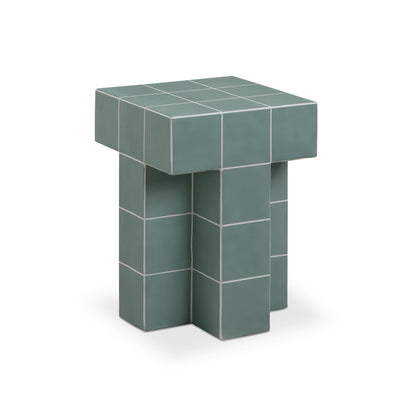 Alma Tile Concrete Indoor/Outdoor Side Table - Green - Image 1