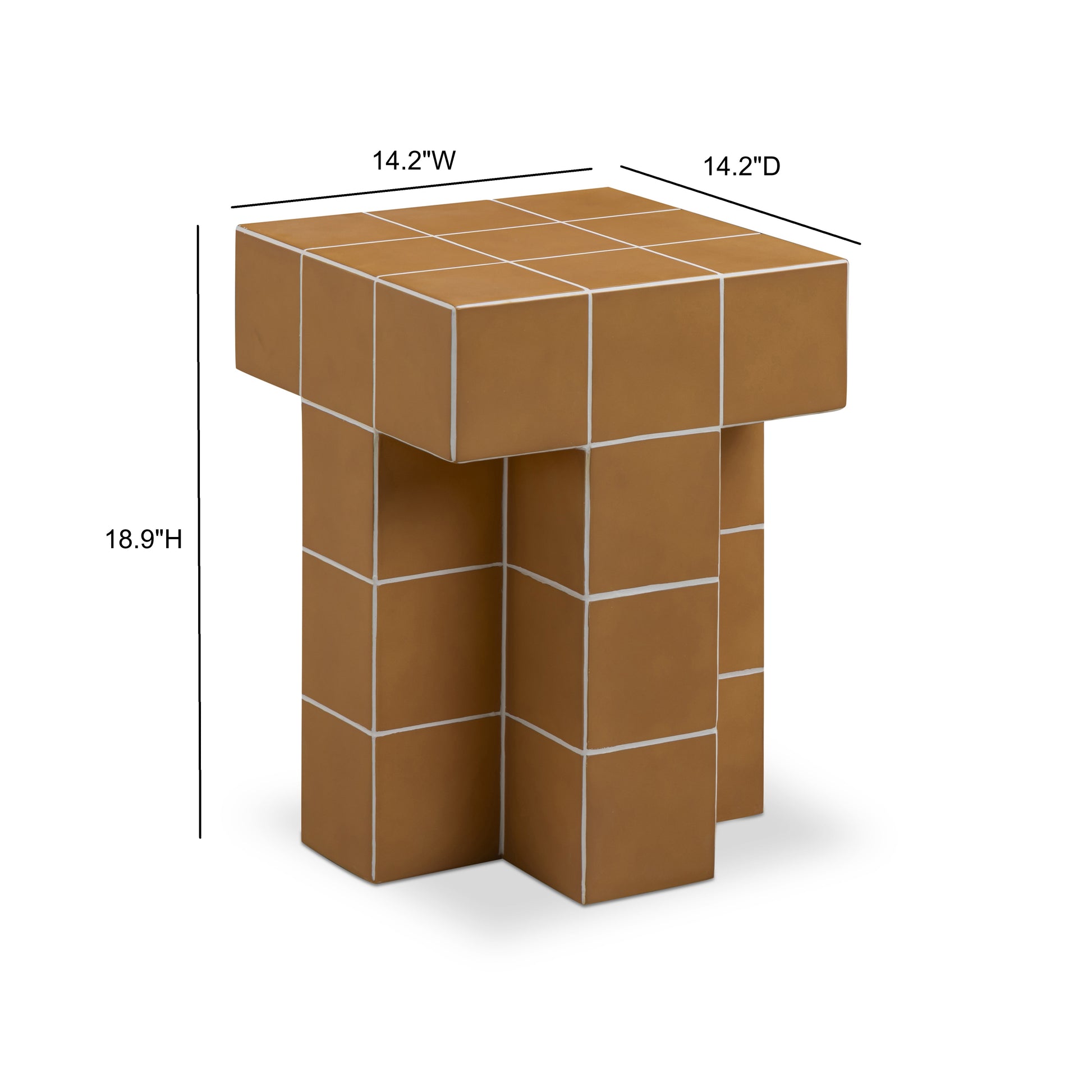 Alma Tile Concrete Indoor/Outdoor Side Table - Orange - Image 6