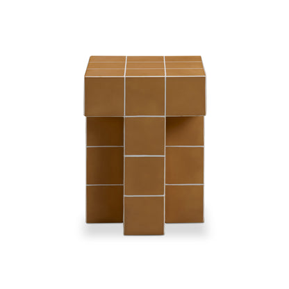 Alma Tile Concrete Indoor/Outdoor Side Table - Orange - Image 1
