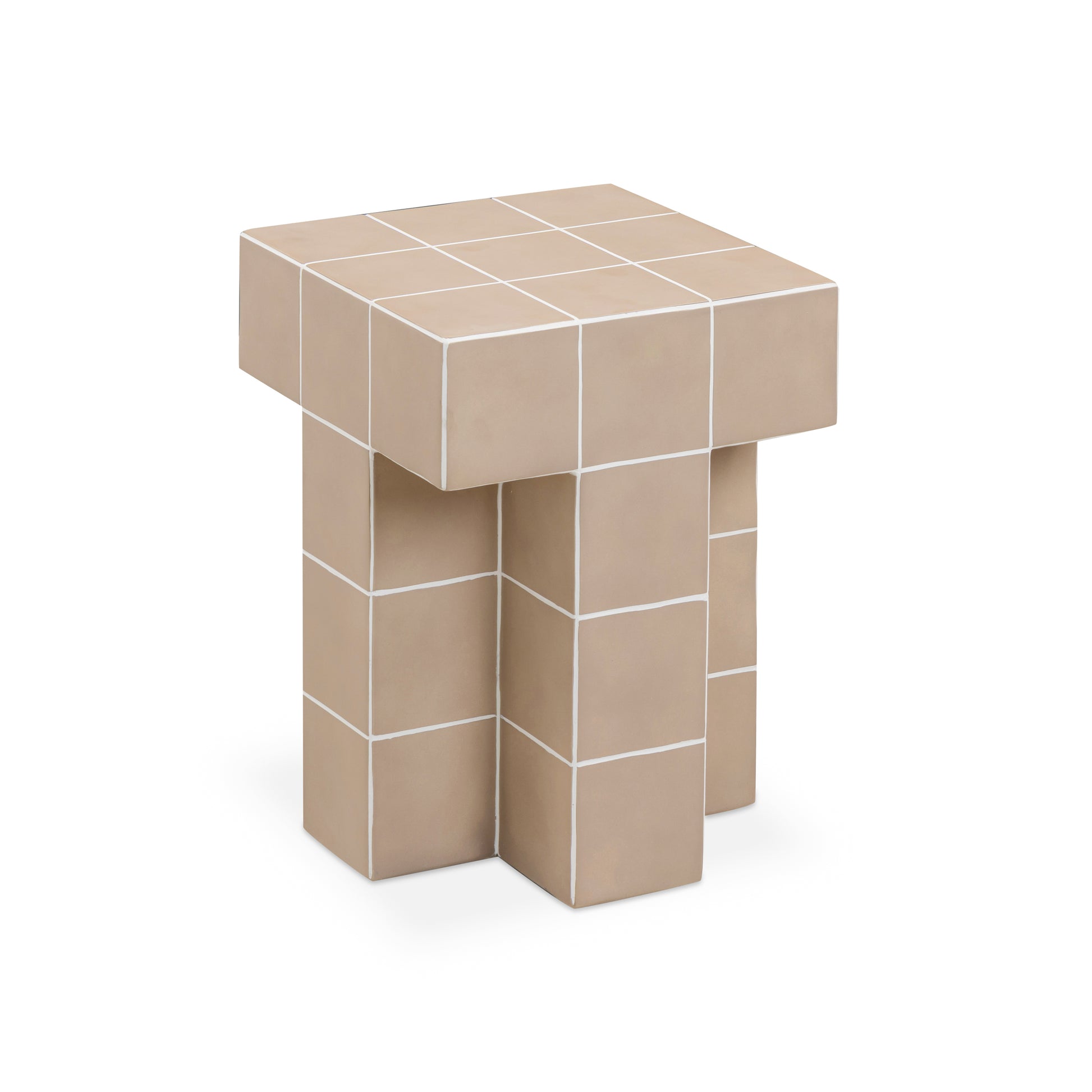 Alma Tile Concrete Indoor/Outdoor Side Table - Taupe - Image 3