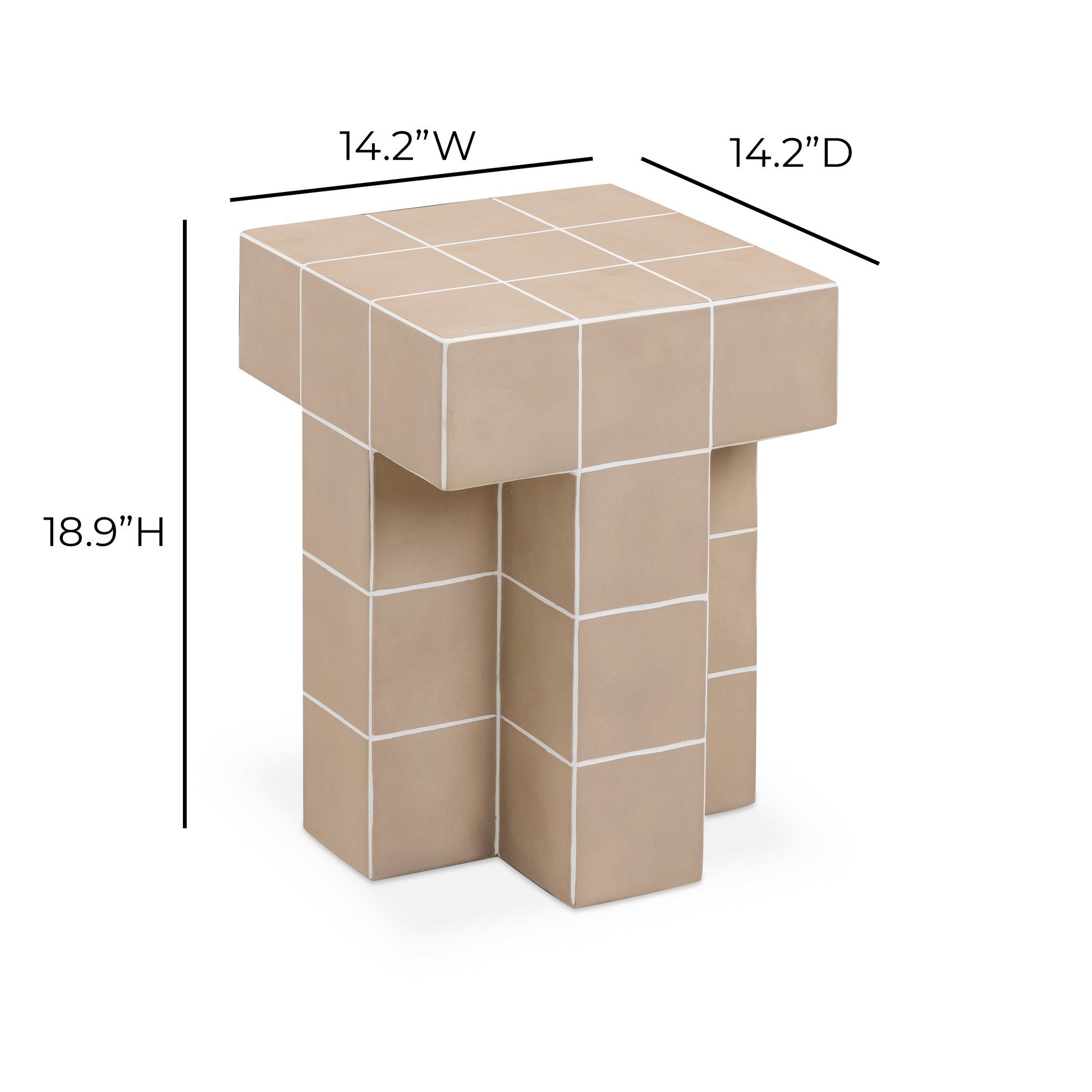 Alma Tile Concrete Indoor/Outdoor Side Table - Taupe - Image 6