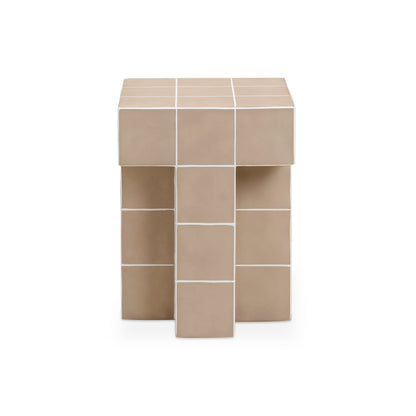 Alma Tile Concrete Indoor/Outdoor Side Table - Taupe - Image 1