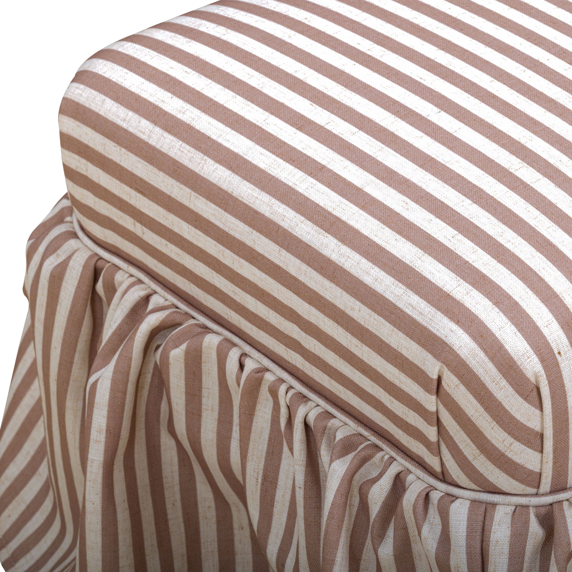 Gertrude Striped Performance Linen Skirted Ottoman - Brown - Image 3