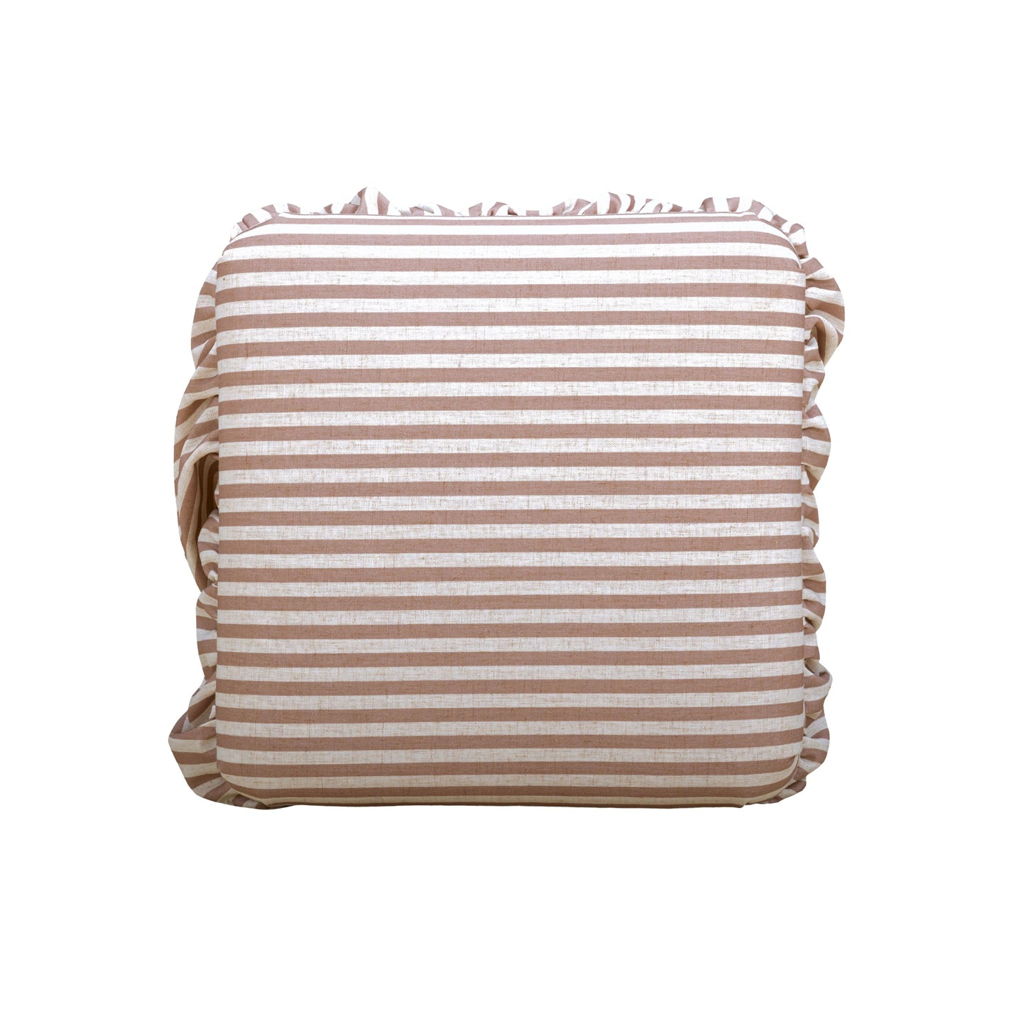 Gertrude Striped Performance Linen Skirted Ottoman - Brown - Image 4