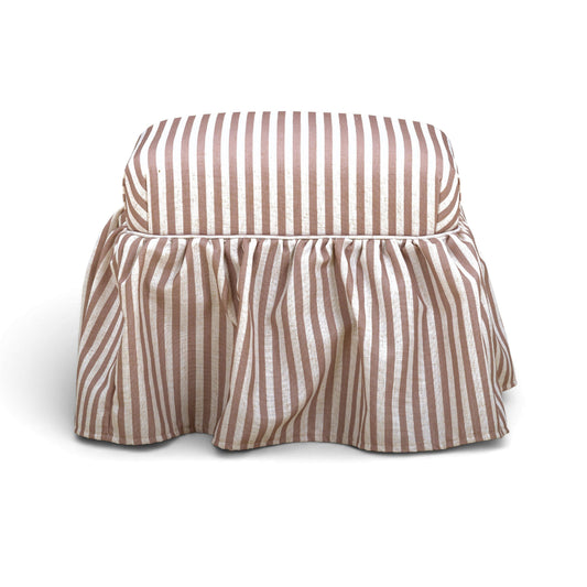 Gertrude Striped Performance Linen Skirted Ottoman - Image 1