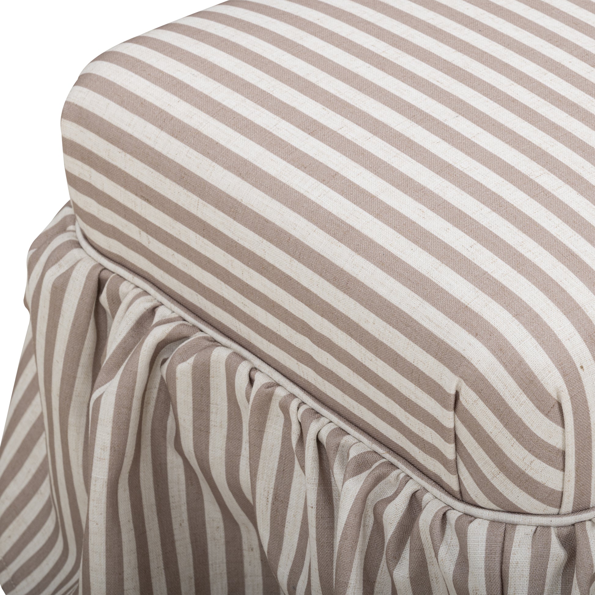 Gertrude Striped Performance Linen Skirted Ottoman - Khaki - Image 3