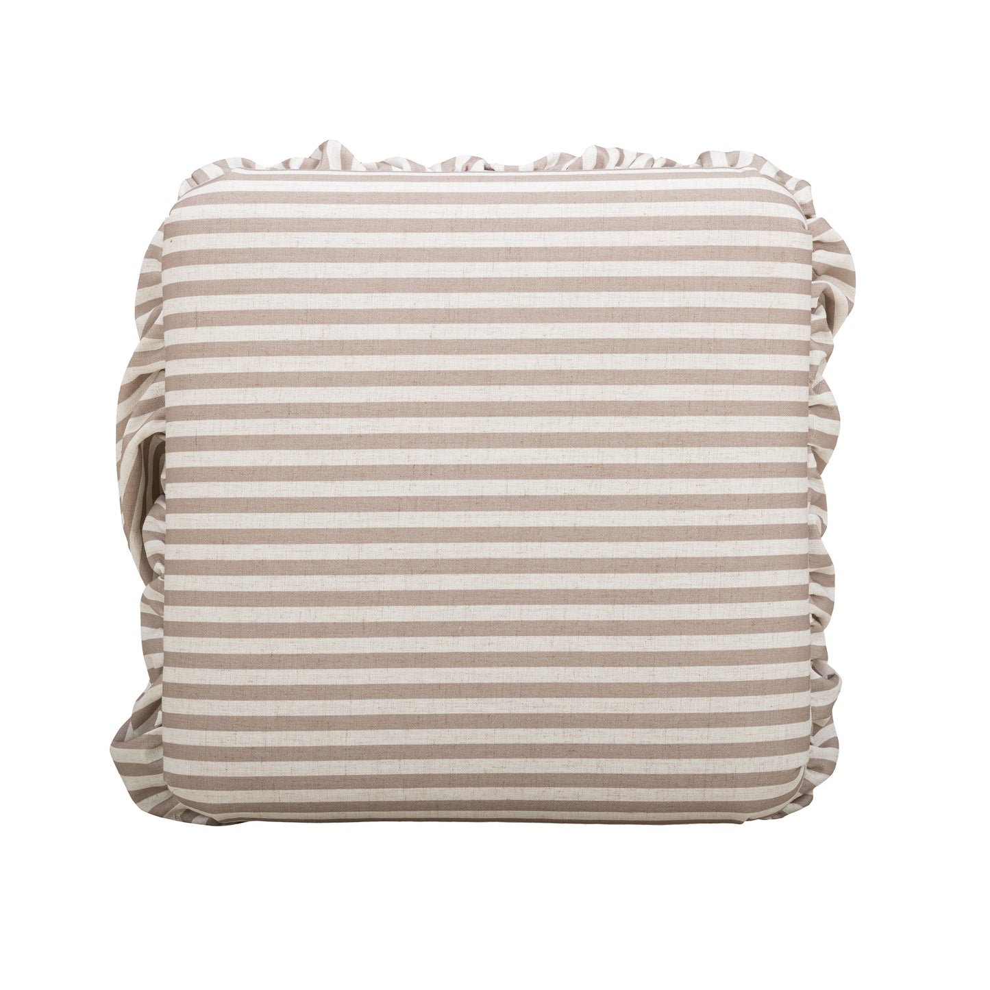 Gertrude Striped Performance Linen Skirted Ottoman - Khaki - Image 4