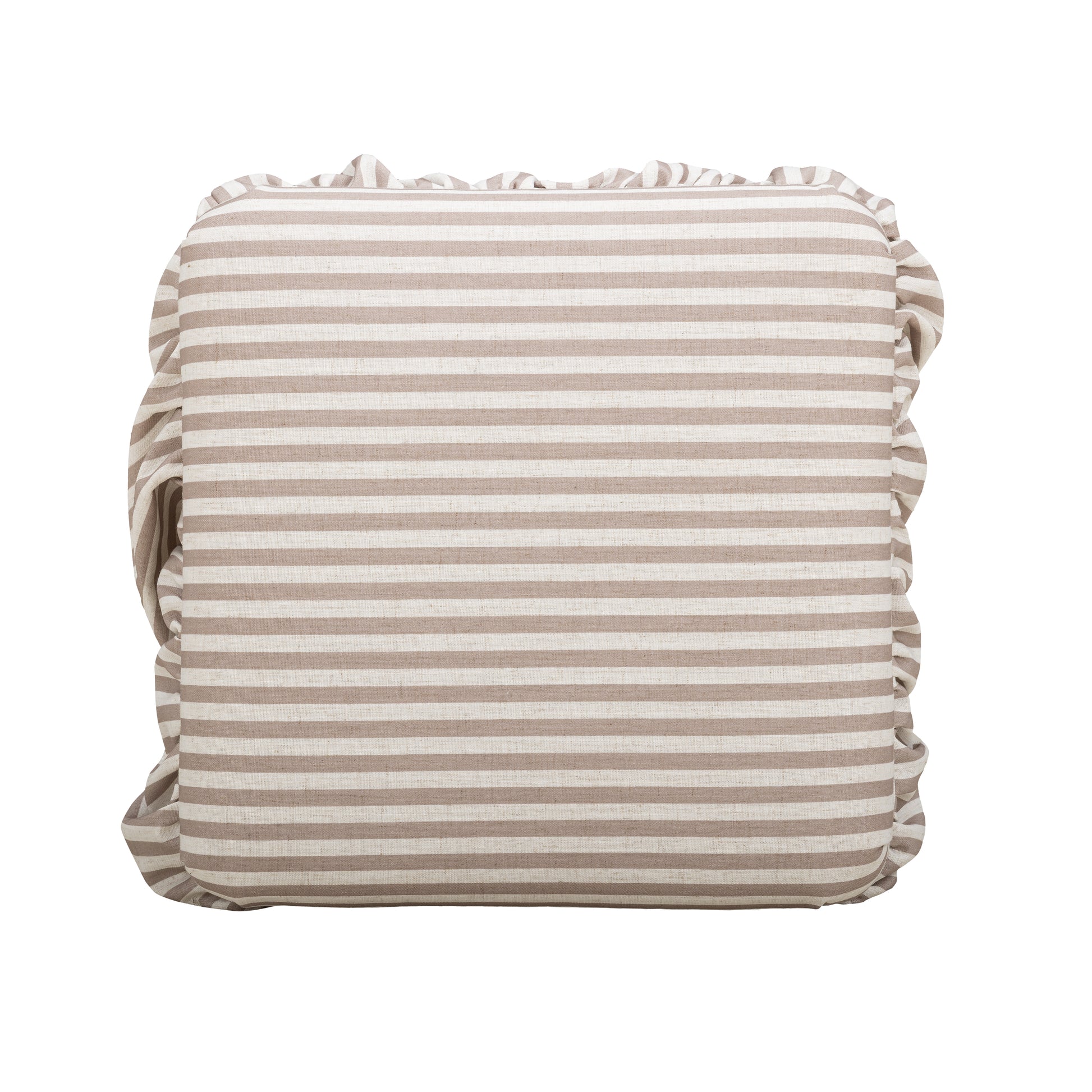 Gertrude Striped Performance Linen Skirted Ottoman - Khaki - Image 4