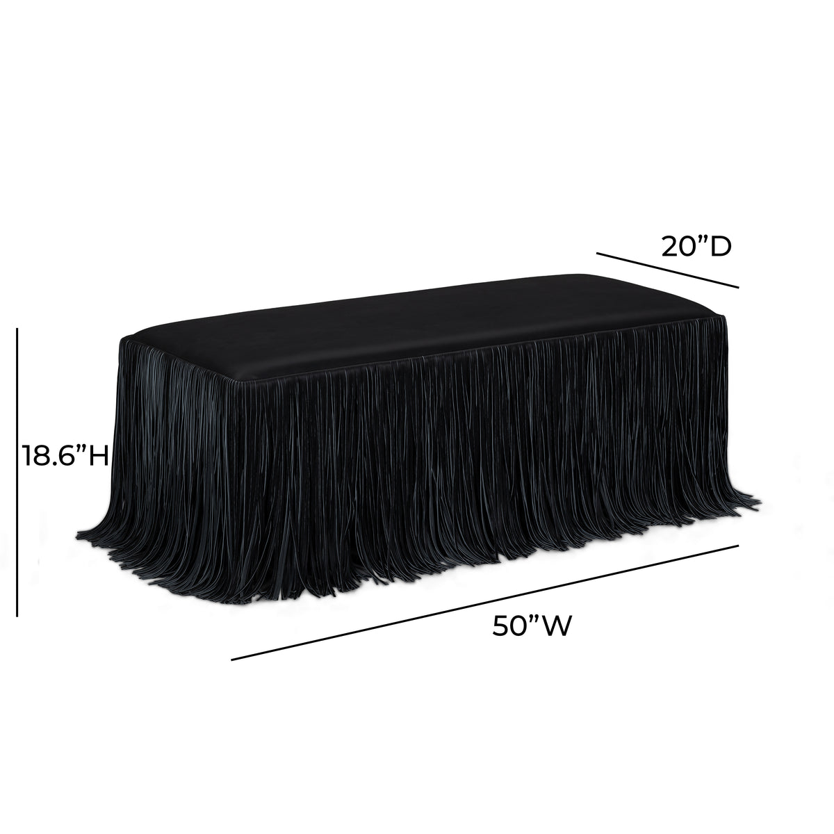 Shag Me 50" Performance Vegan Leather Bench - Black - Image 7