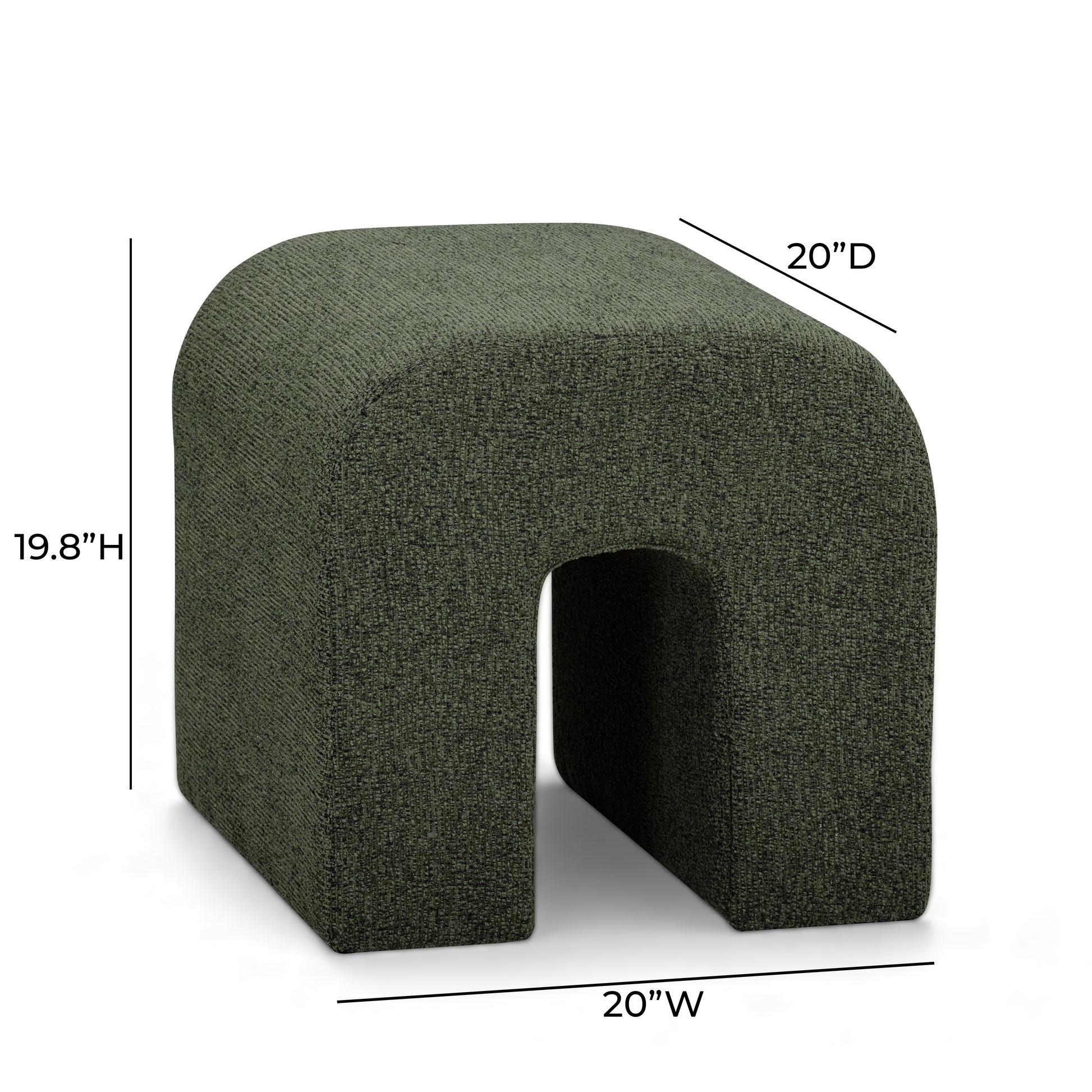 Desi Woven Performance Fabric Ottoman - Green - Image 7